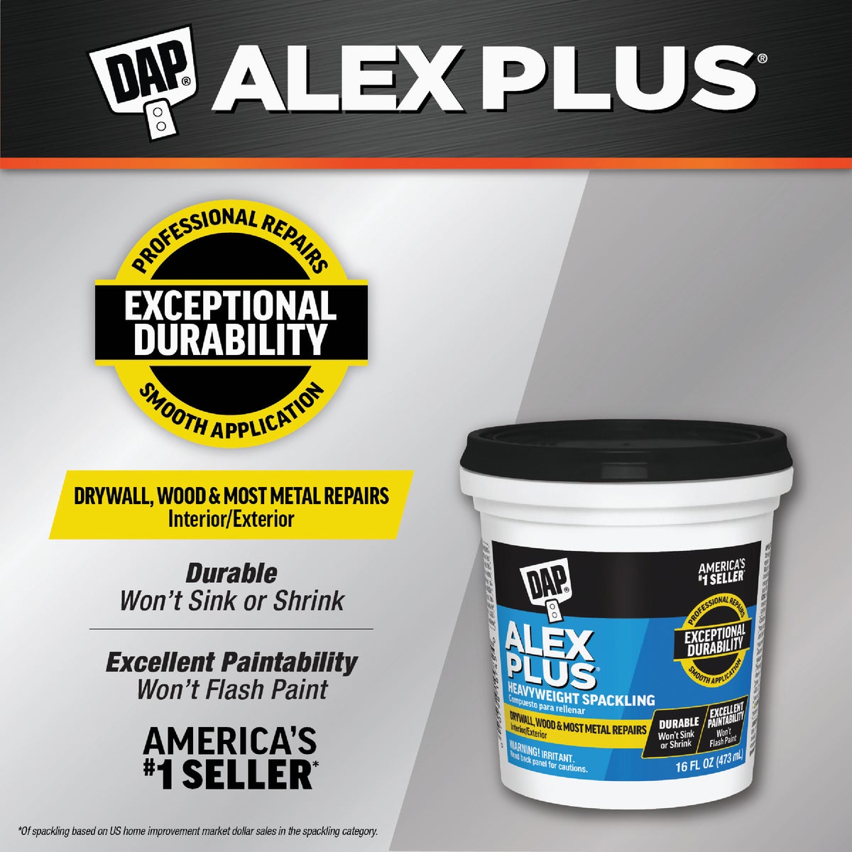 DAP ALEX PLUS 16 Oz. Professional Latex Spackling Image 2