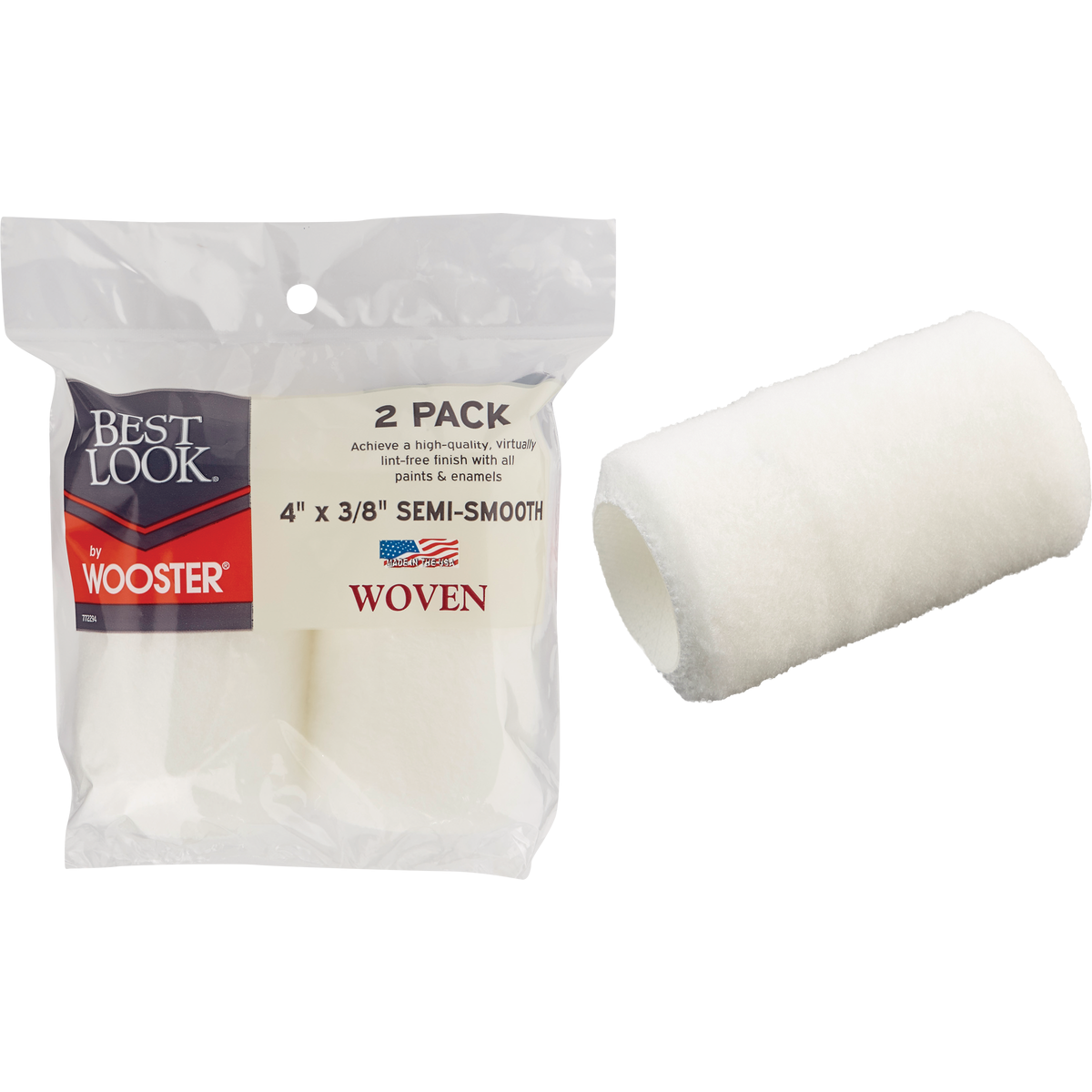 Best Look By Wooster 4 In. x 3/8 In. Woven Fabric Roller Cover (2-Pack) Image 1