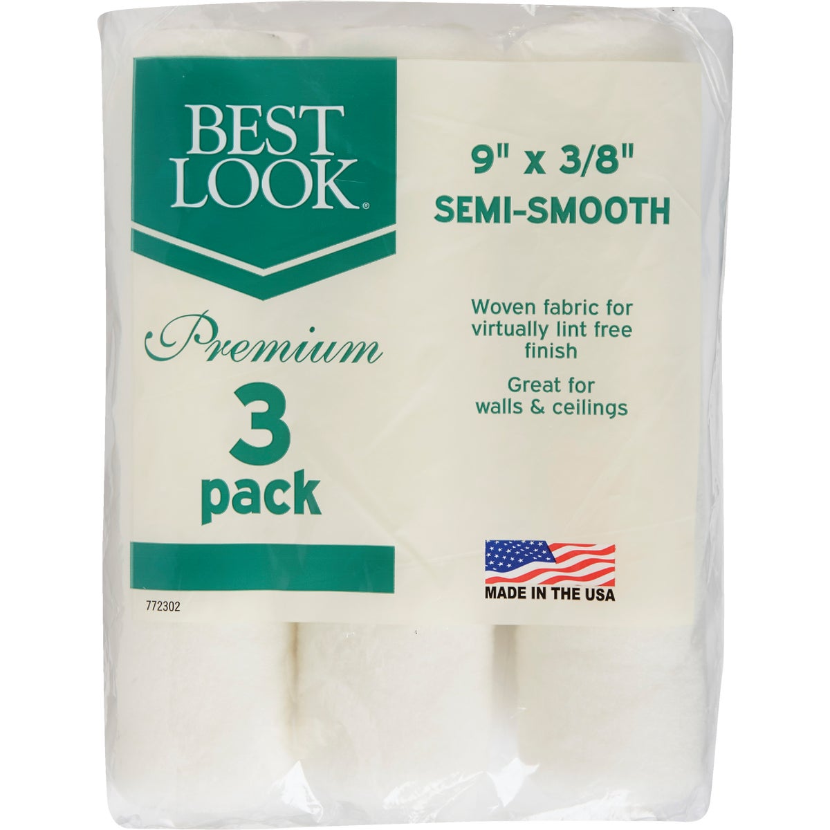 Best Look Premium 9 In. x 3/8 In. Woven Fabric Roller Cover (3-Pack) Image 2