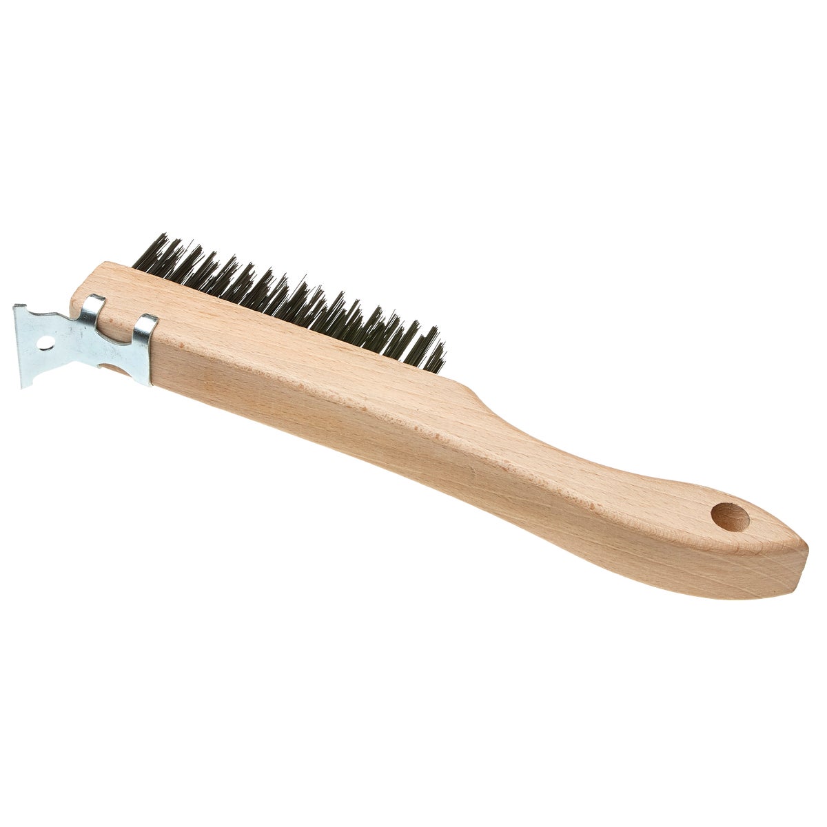 Master Painter Wood Shoe Handle Wire Brush with Metal Scraper
