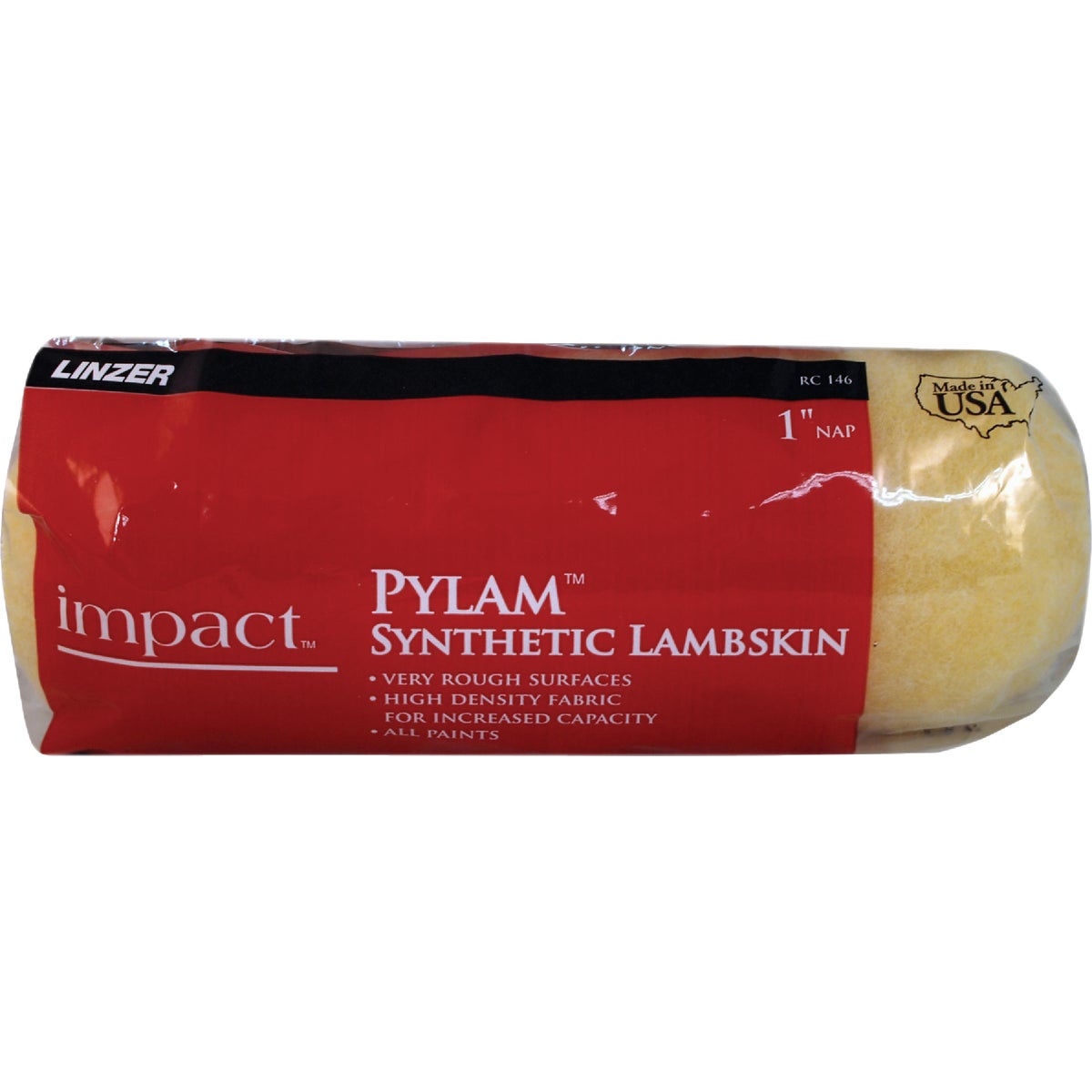 Linzer Impact 9 In. x 1 In. Pylam Synthetic Lambskin Roller Cover Image 1