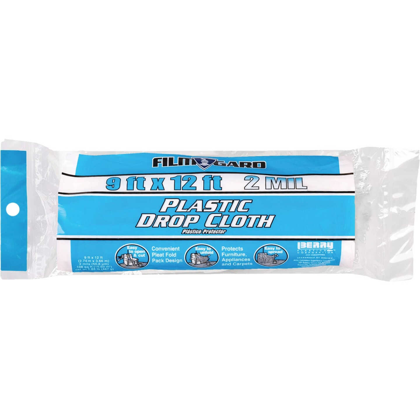 Film-Gard 9 Ft. x 12 Ft. Heavy-Duty Plastic Drop Cloth Image 1