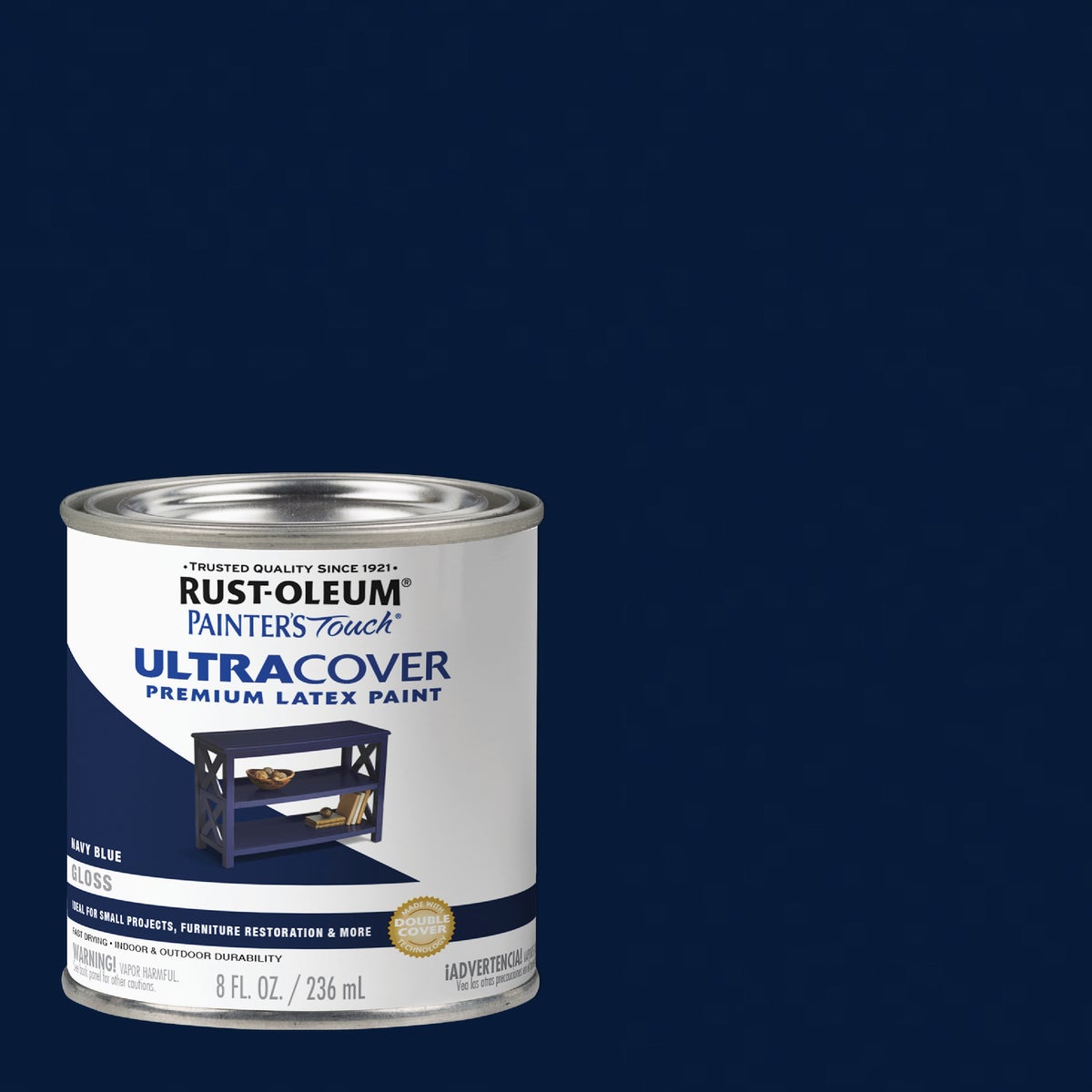 Rust-Oleum Painter's Touch 2X Ultra Cover Premium Latex Paint, Gloss Navy Blue, 1/2 Pt.