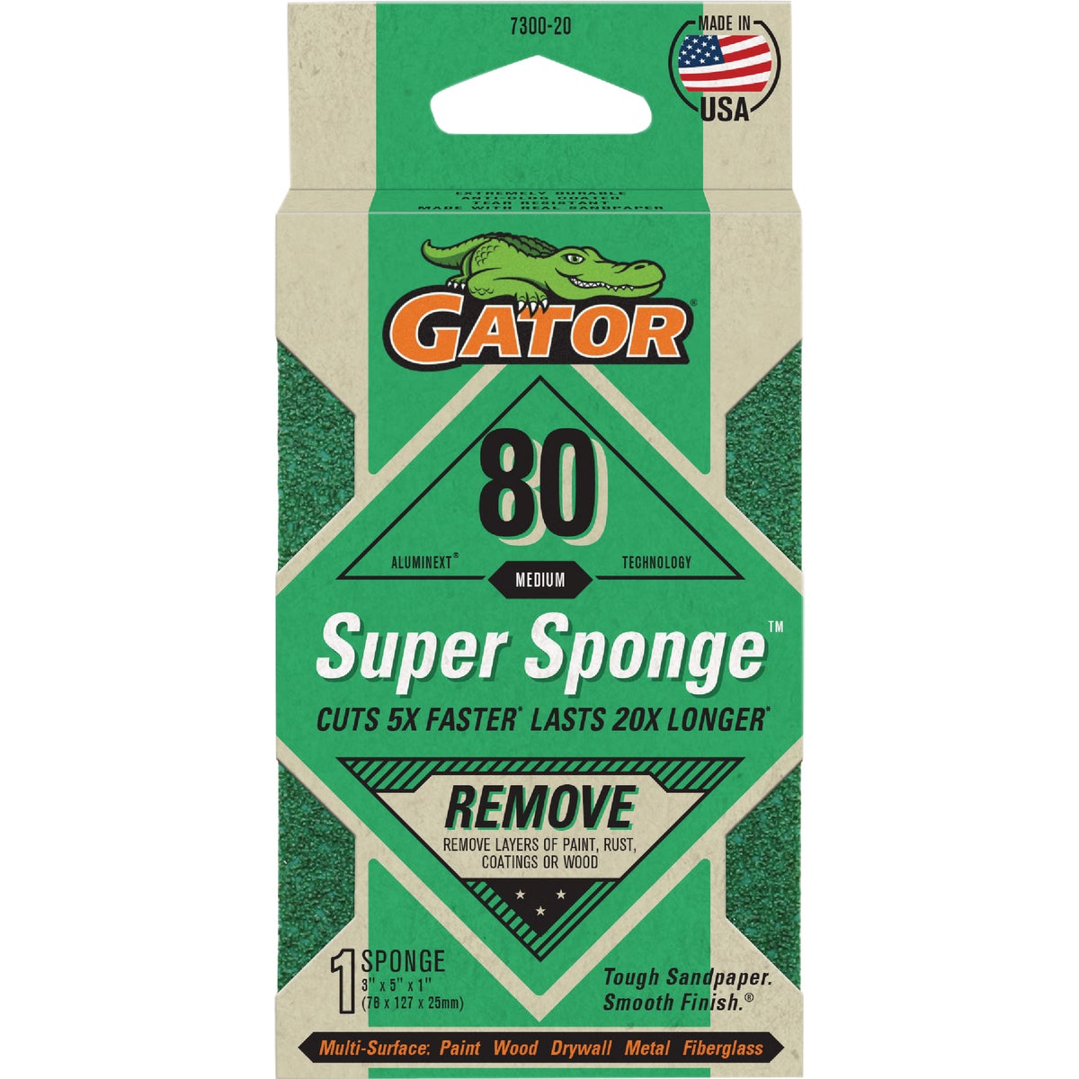 Gator 3 In. x 5 In. x 1 In. 80-Grit EZ123 Jumbo Sanding Sponge