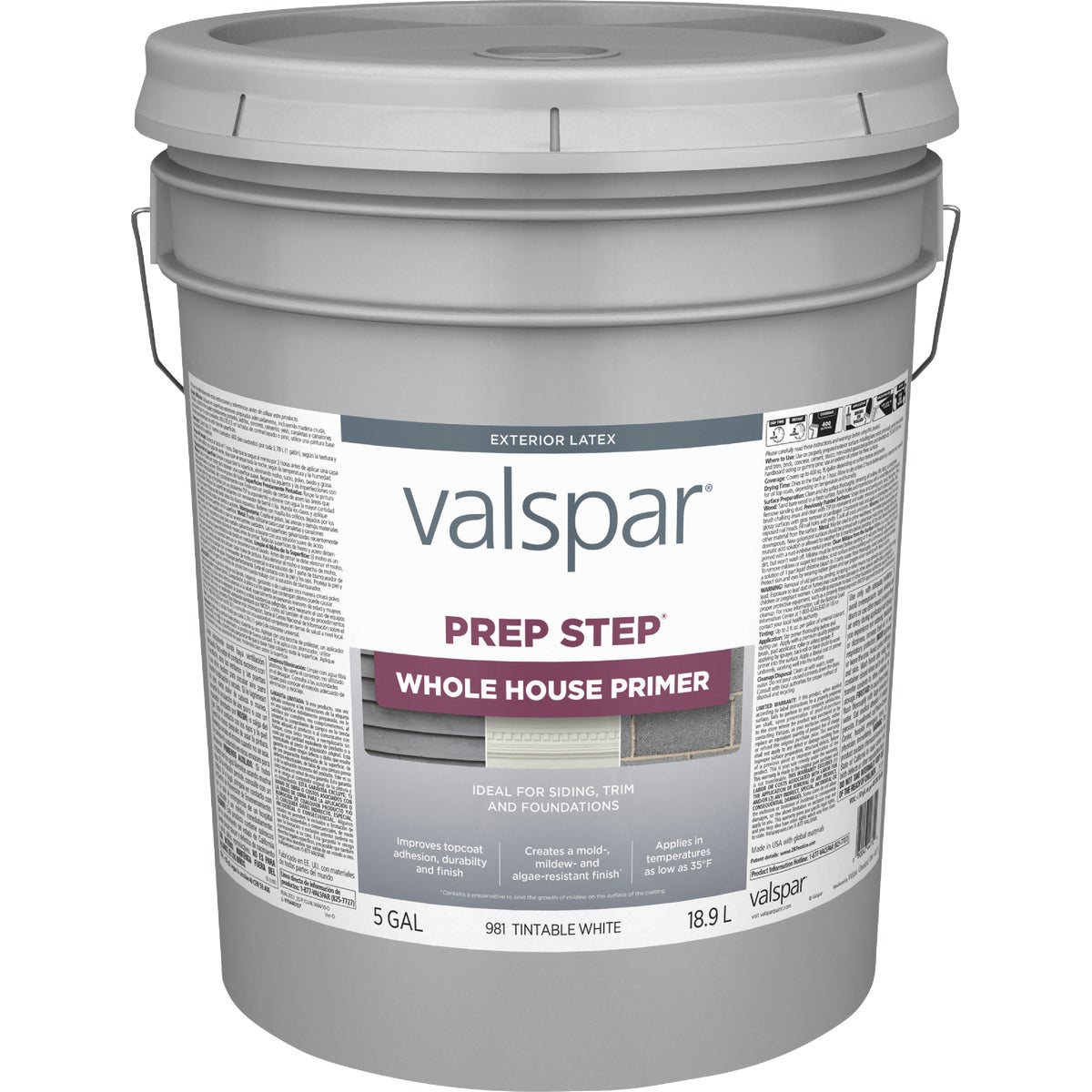 Valspar Prep-Step White Exterior Whole House Primer, 5 Gal.