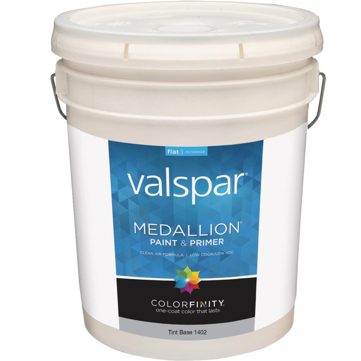 Valspar Medallion 100% Acrylic Paint & Primer Flat Interior Wall Paint, Tint Base, 5 Gal.