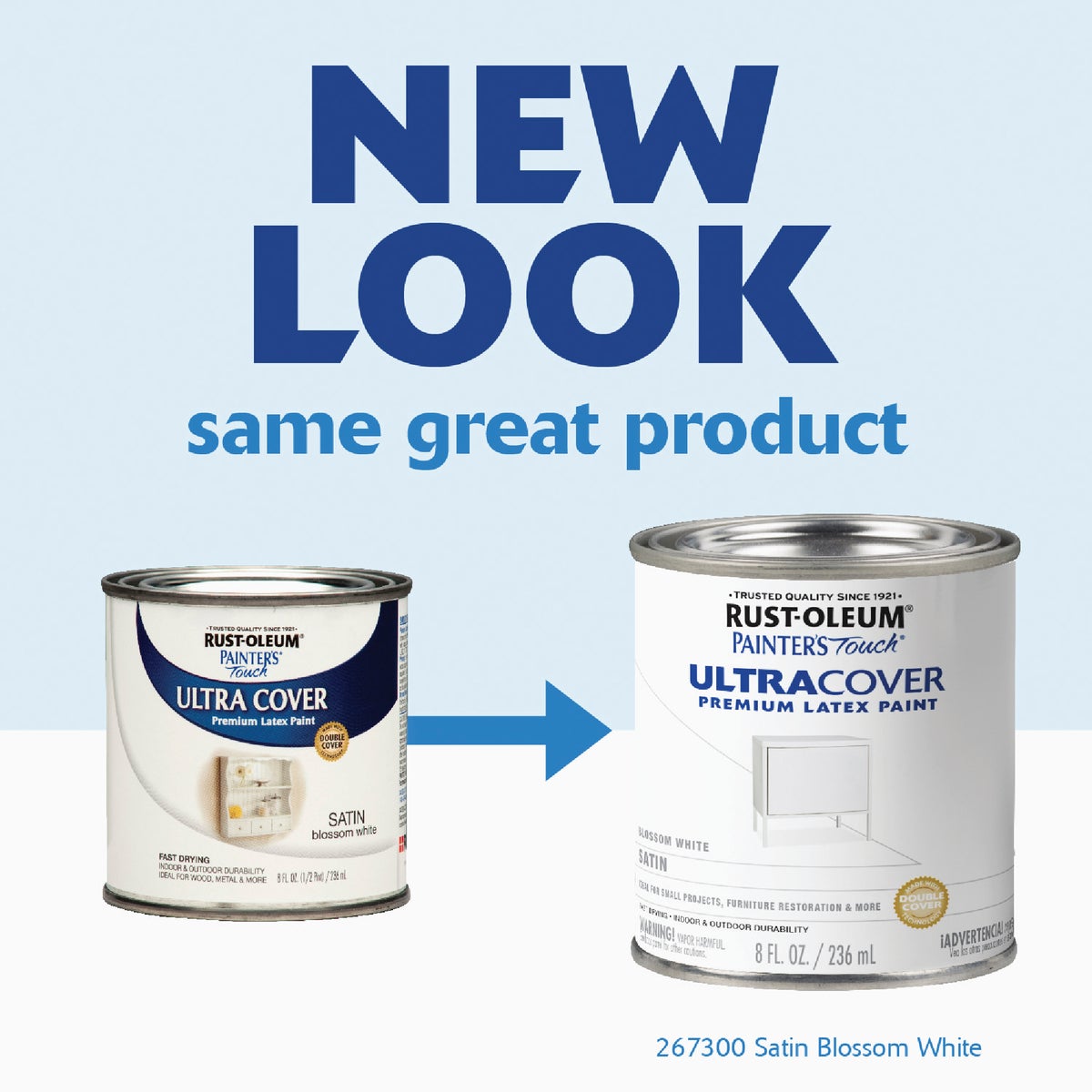 Rust-Oleum Painter's Touch 2X Ultra Cover Premium Latex Paint, Satin Blossom White, 1/2 Pt. Image 2