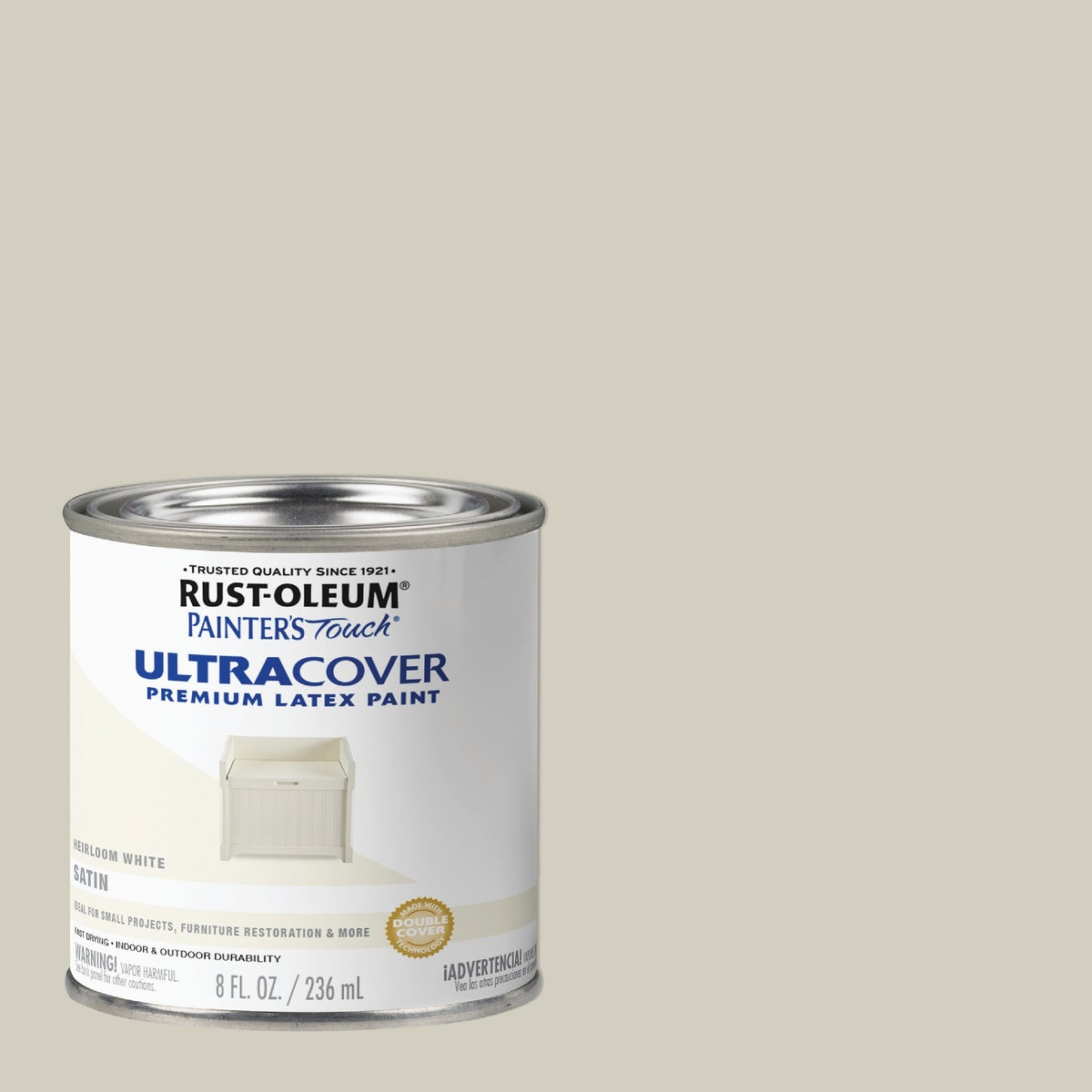 Rust-Oleum Painter's Touch 2X Ultra Cover Premium Latex Paint, Satin Heirloom White, 1/2 Pt.