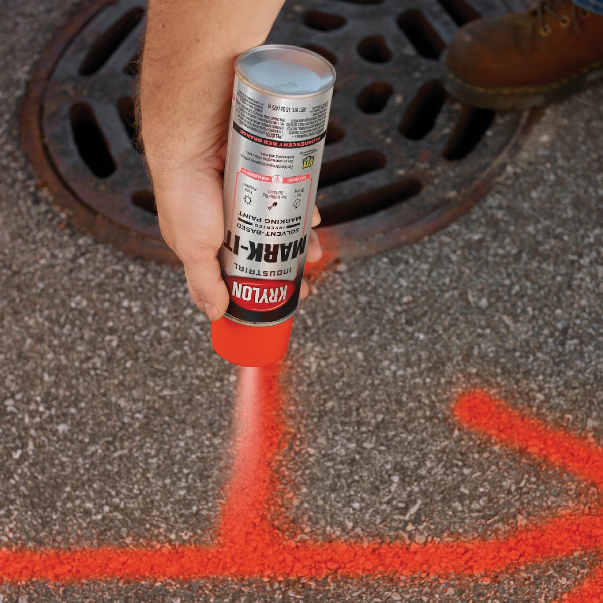 Krylon Mark-It 730708 Industrial SB Fluorescent Orange Inverted Marking Paint Image 4
