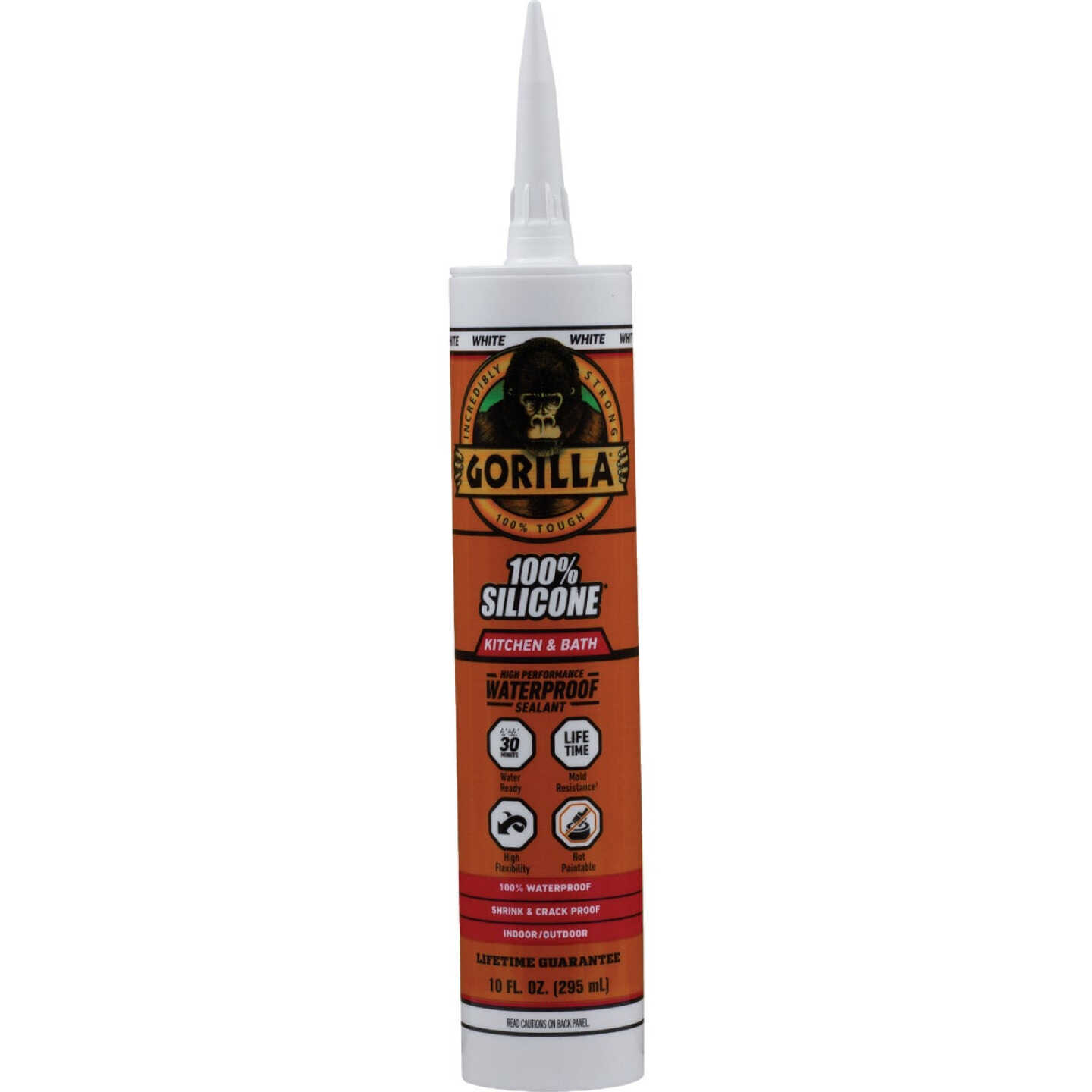 Gorilla 10 Oz. Kitchen & Bath Silicone Sealant Cartridge, White Image 1