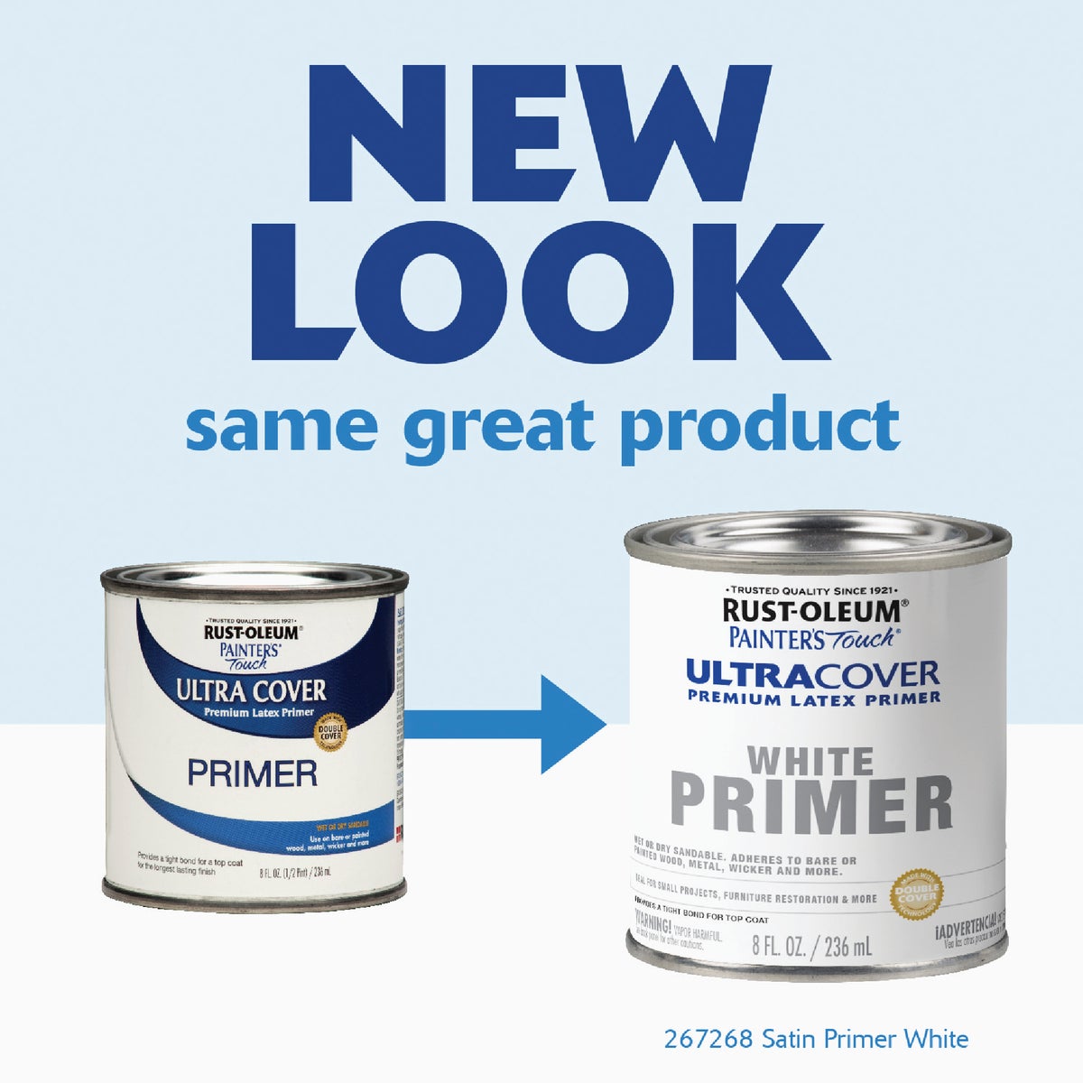 Rust-Oleum Painter's Touch Ultra Cover Flat Premium Latex Primer, White, 1/2 Pt. Image 2