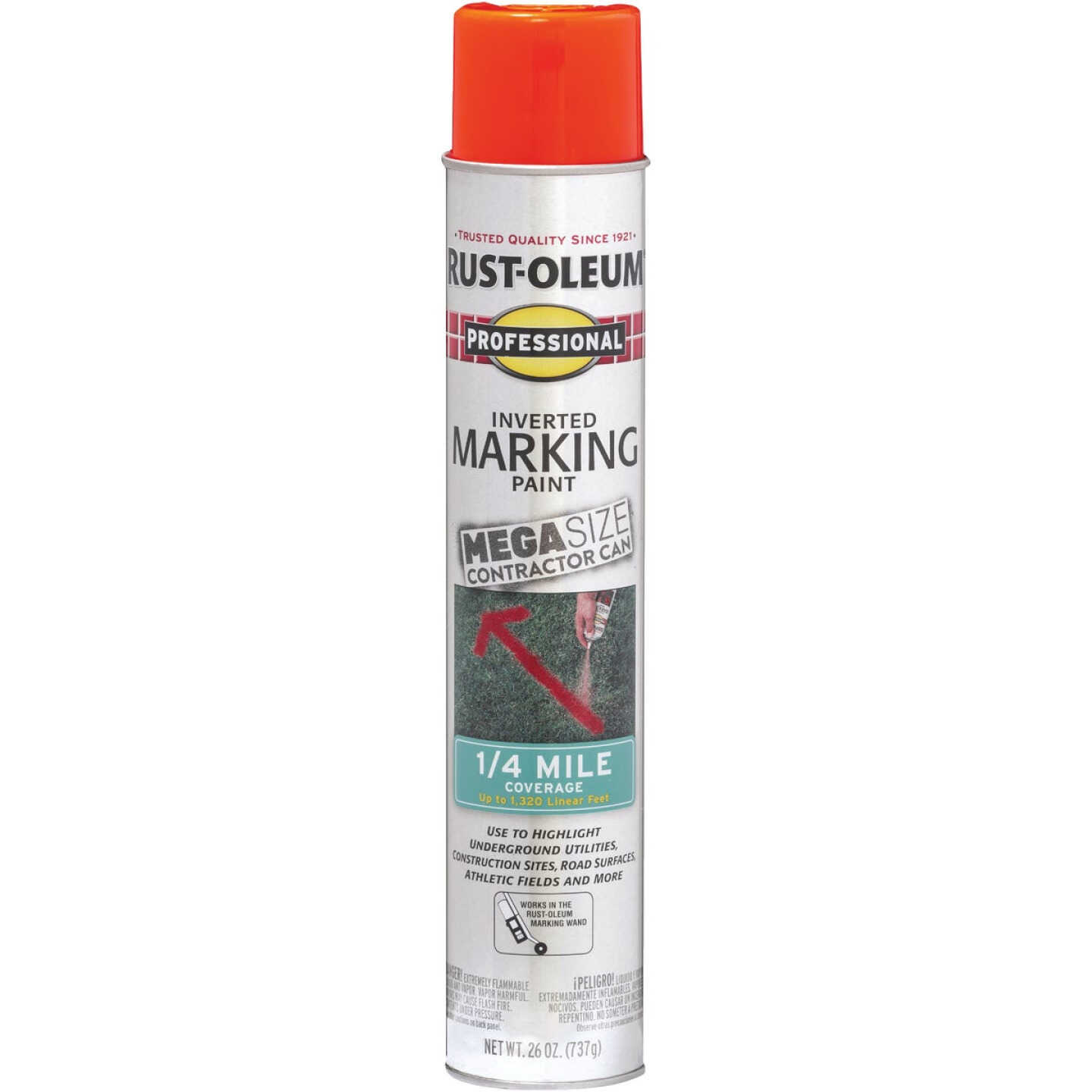 Rust-Oleum Professional 26 Oz. Mega Fluorescent Red-Orange Inverted Marking Spray Paint Image 1