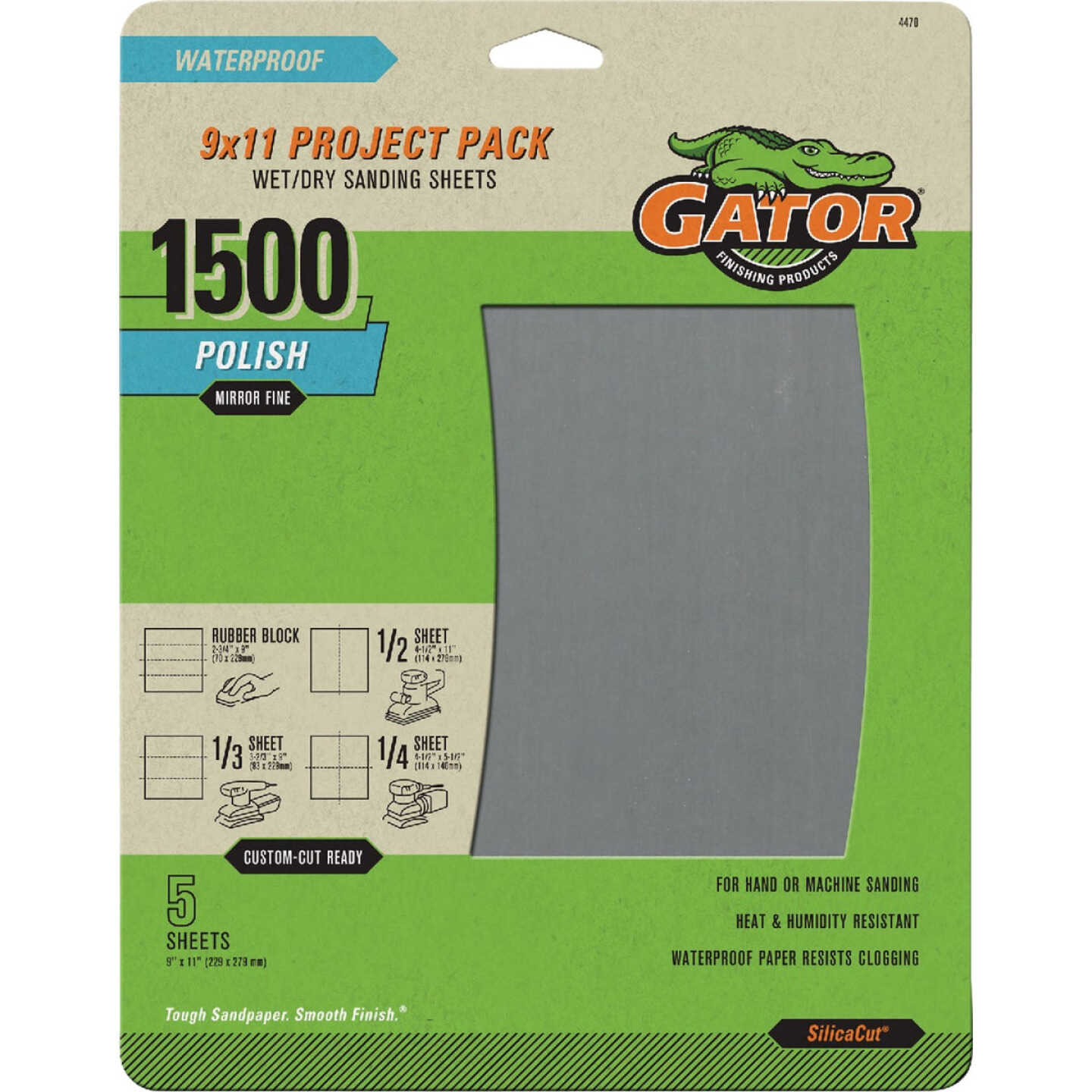 GatorGrit 9 In. x 11 In. Mirror Fine 1500-Grit Sandpaper (5-Pack) Image 1