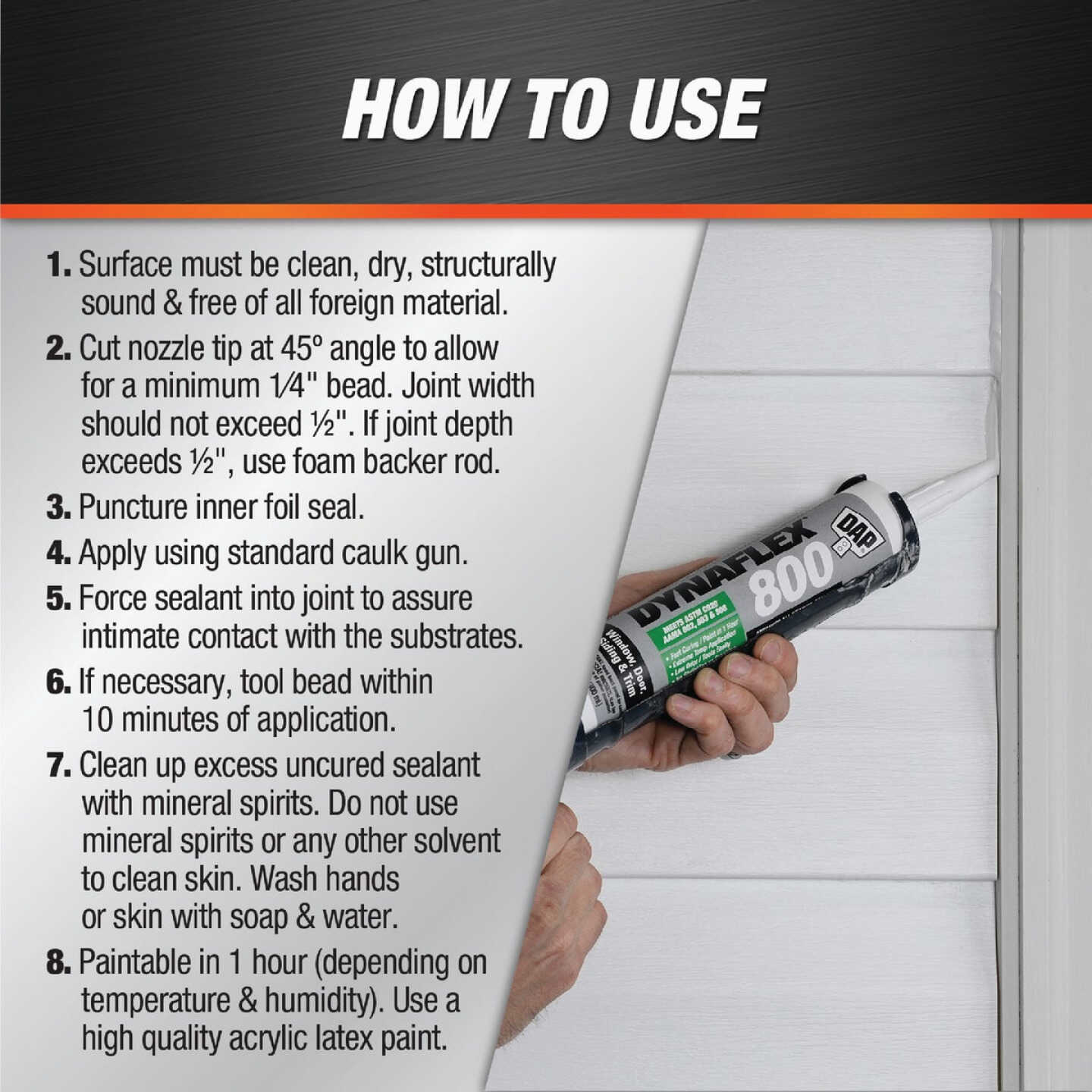DAP Dynaflex 800 10.1 Oz. Advanced Window, Door, Siding, & Trim Polymer Sealant - Black BK009 Image 4