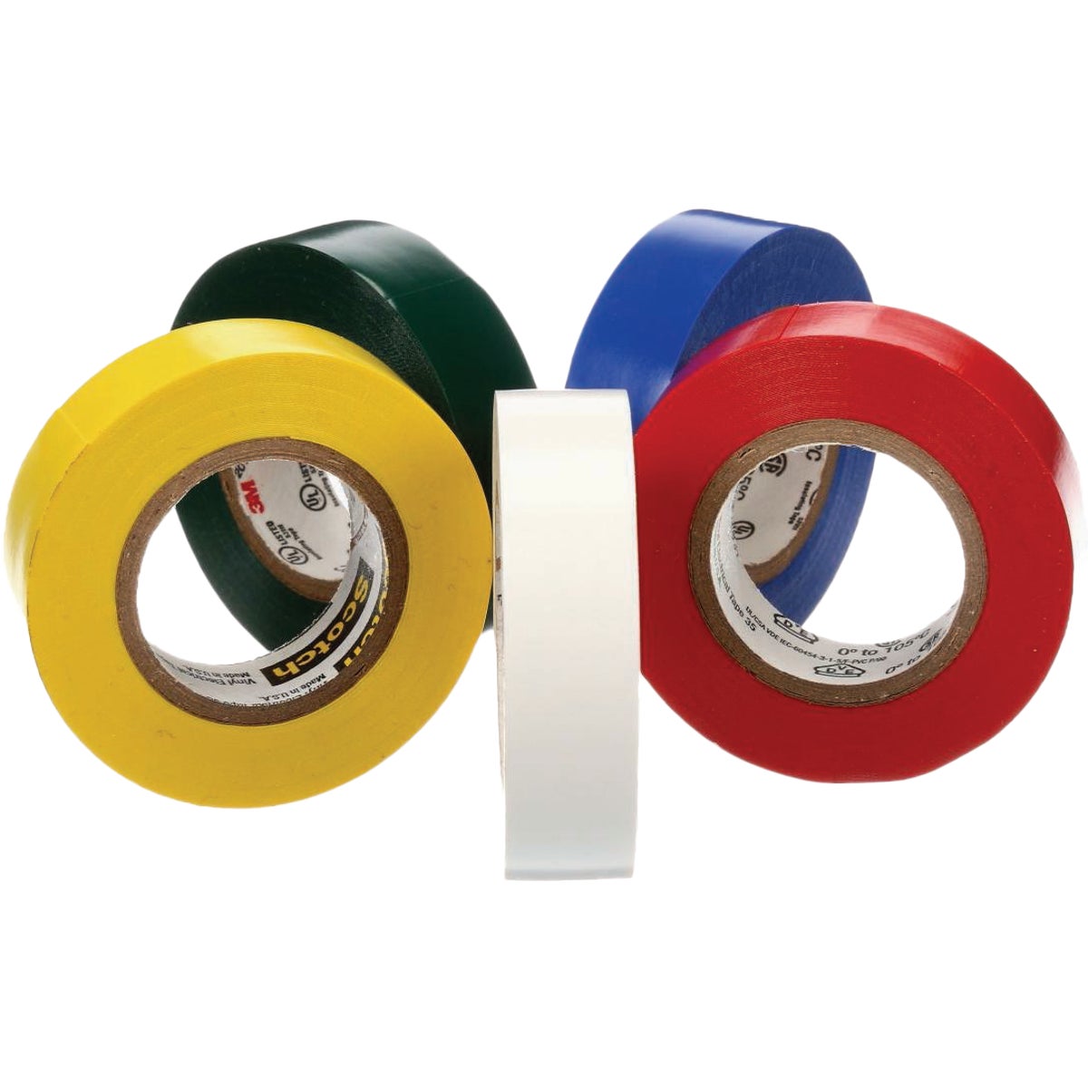 Scotch 1/2 In. x 20 Ft. Assorted Color Electrical Tape (5-Pack)