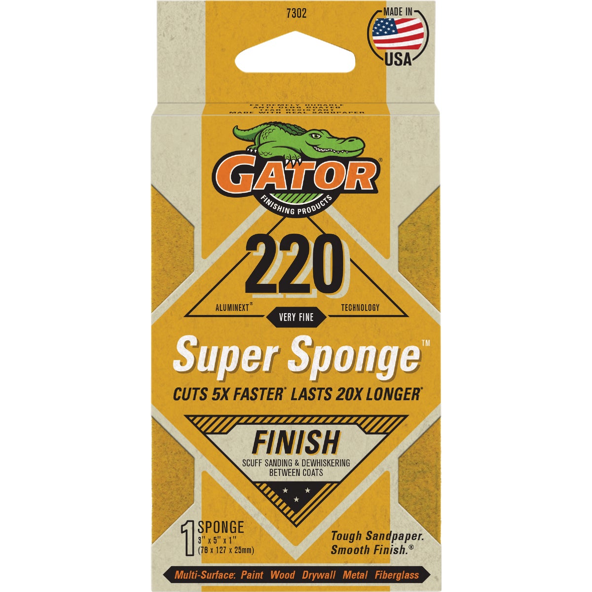 Gator Large 3 In. x 5 In. x 1 In. 120-Grit EZ123 Jumbo Sanding Sponge