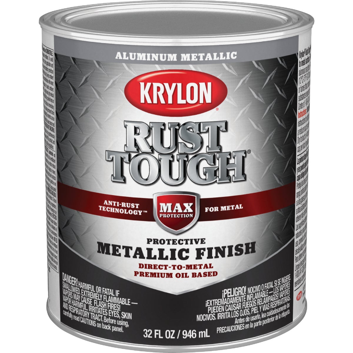 Krylon Rust Tough DTM Oil-Based Gloss Rust Control Enamel, Aluminum, 1 Qt. Image 1