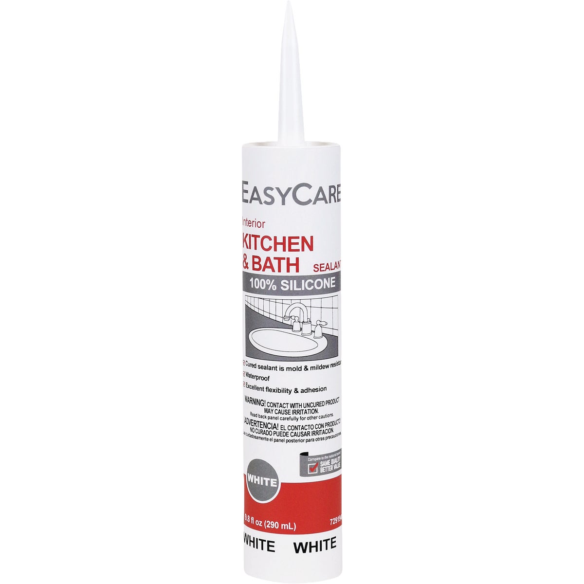 EasyCare 9.8 Oz. White Kitchen & Bath Silicone Sealant