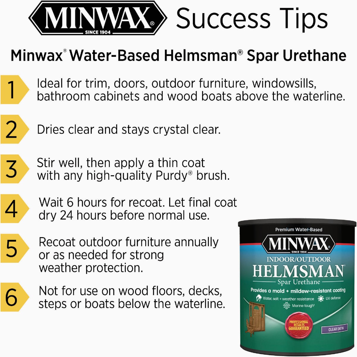Minwax Water Based Helmsman Indoor/Outdoor Satin Clear Spar Urethane, 1 Gal. Image 2