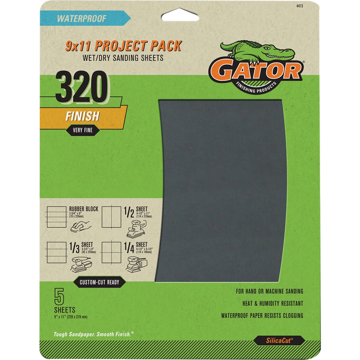GatorGrit 9 In. x 11 In. Extra Fine 320-Grit Sandpaper (5-Pack)