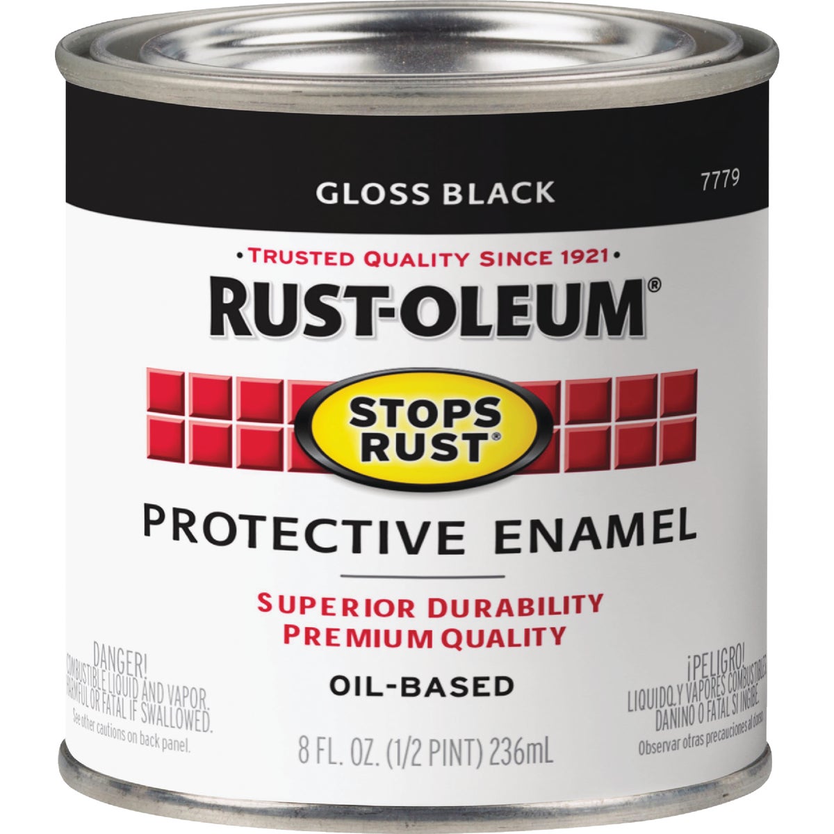 Rust-Oleum Stops Rust Oil Based Gloss Protective Rust Control Enamel, Black, 1/2 Pt. Image 6
