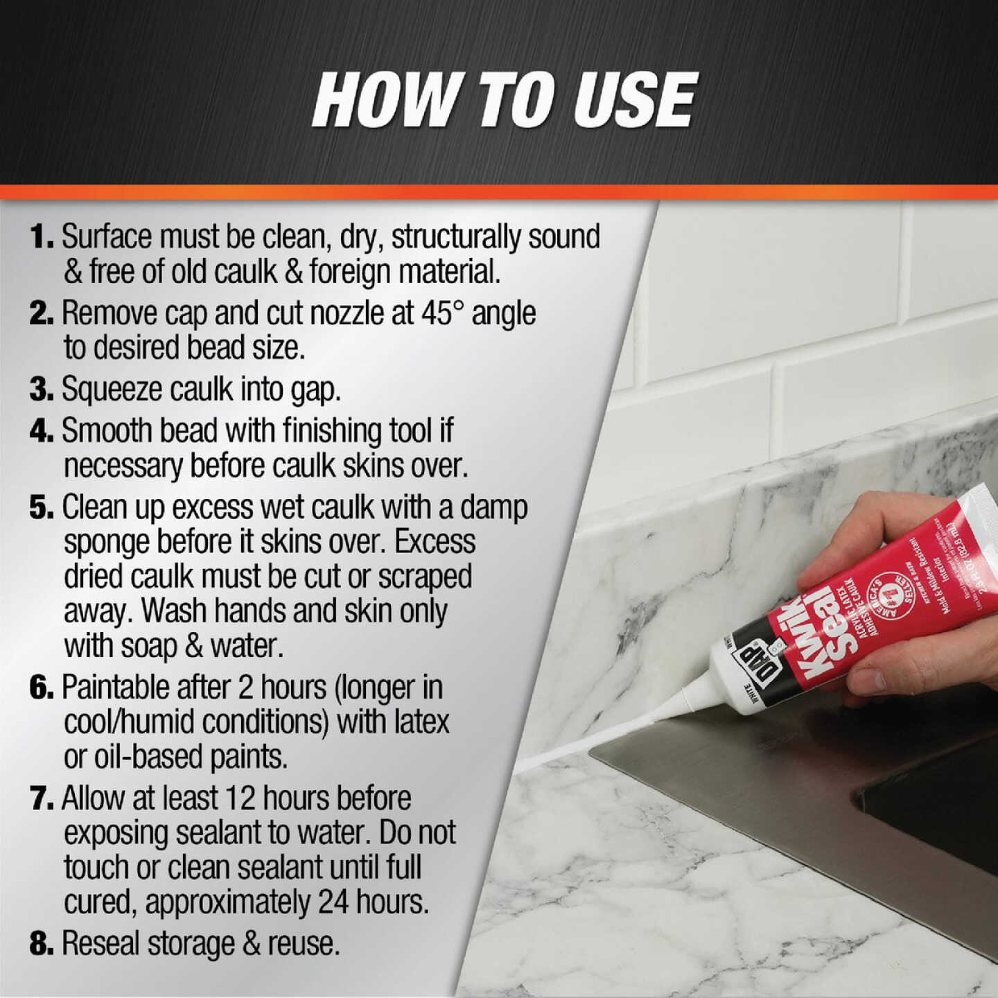 DAP Kwik Seal 2.8 Oz. White Kitchen & Bath Adhesive Caulk Image 3