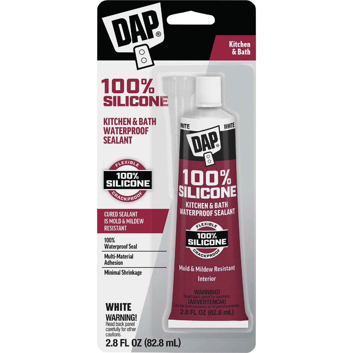 DAP 2.8 Oz. White  100% Silicone Kitchen & Bath Sealant
