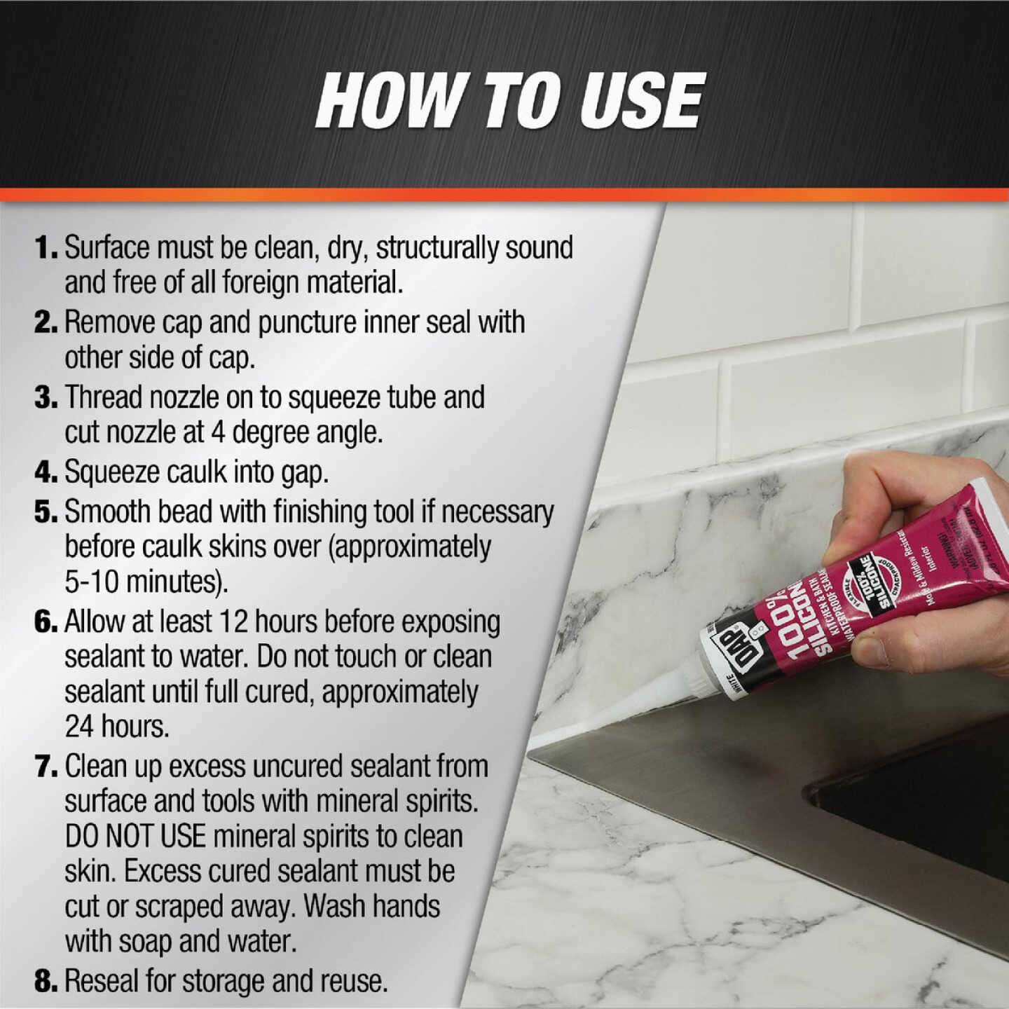 DAP 2.8 Oz. White 100% Silicone Kitchen & Bath Sealant Image 3