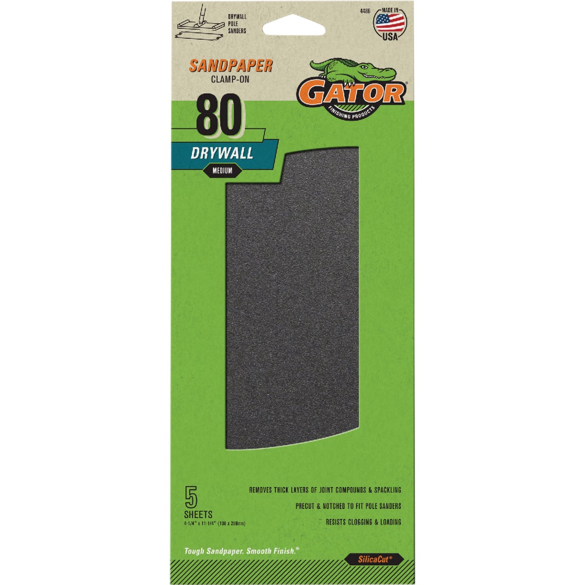 Gator Grit 4-3/8 In. x 11 In. Medium Grit Drywall Paper (5-Pack)