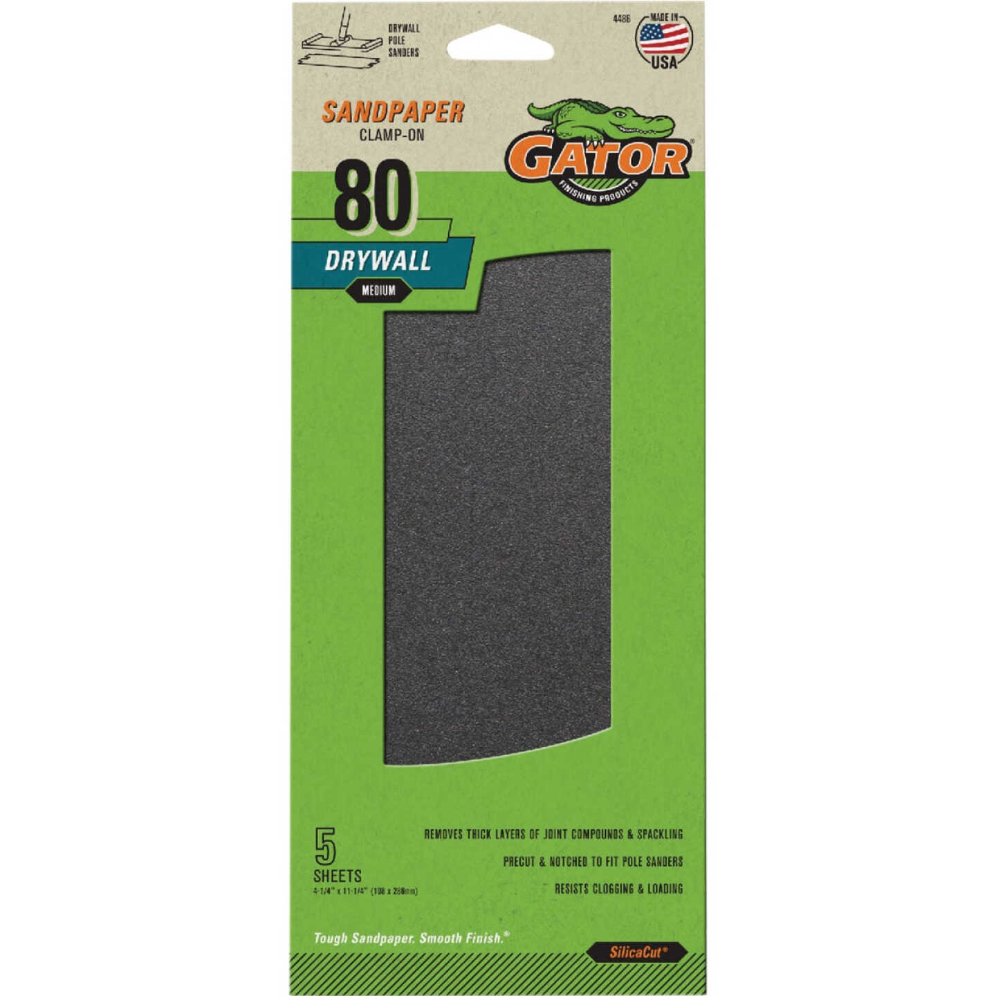 Gator Grit 4-3/8 In. x 11 In. Medium Grit Drywall Paper (5-Pack) Image 1