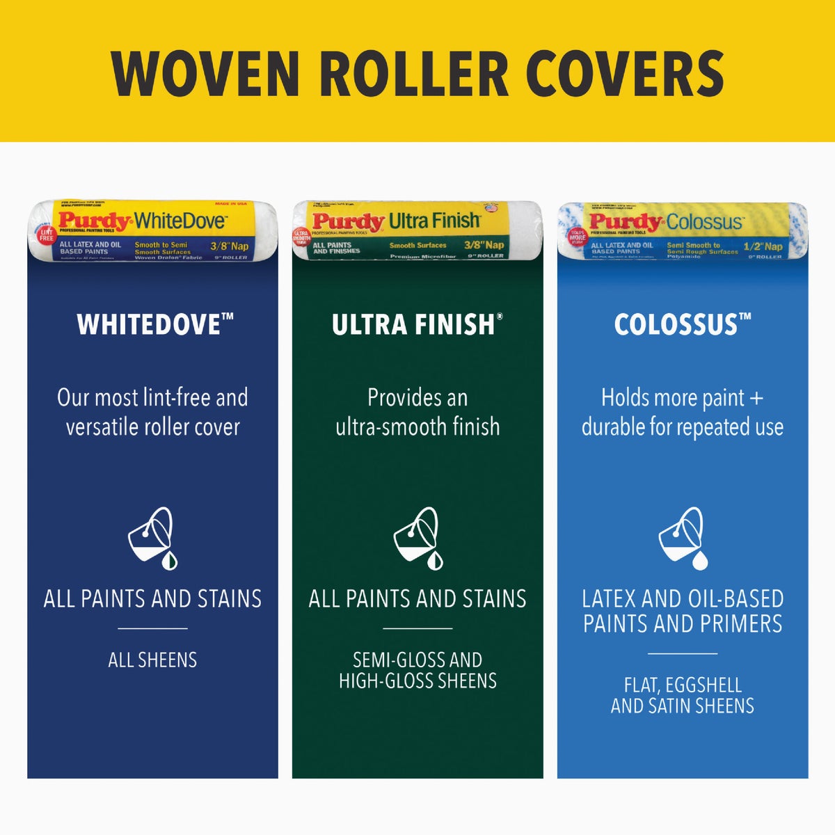 Purdy White Dove 9 In. x 3/8 In. Woven Fabric Roller Cover Image 3