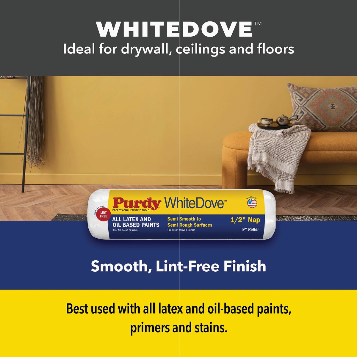 Purdy White Dove 9 In. x 1/2 In. Woven Fabric Roller Cover Image 2