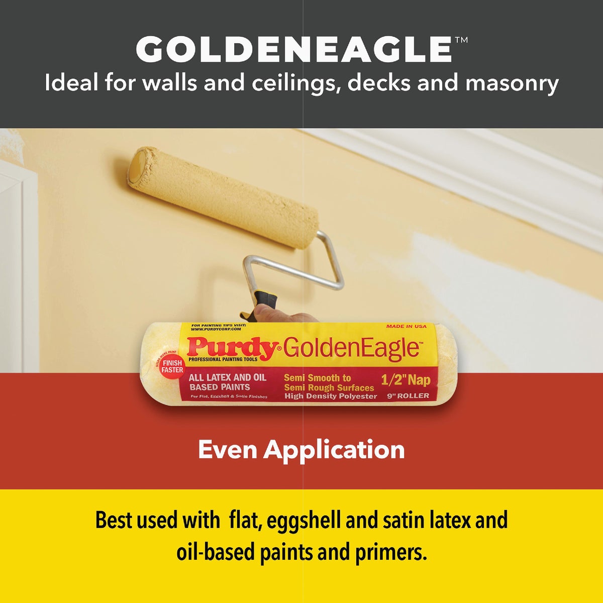 Purdy Golden Eagle 9 In. x 1/2 In. Knit Fabric Roller Cover Image 2