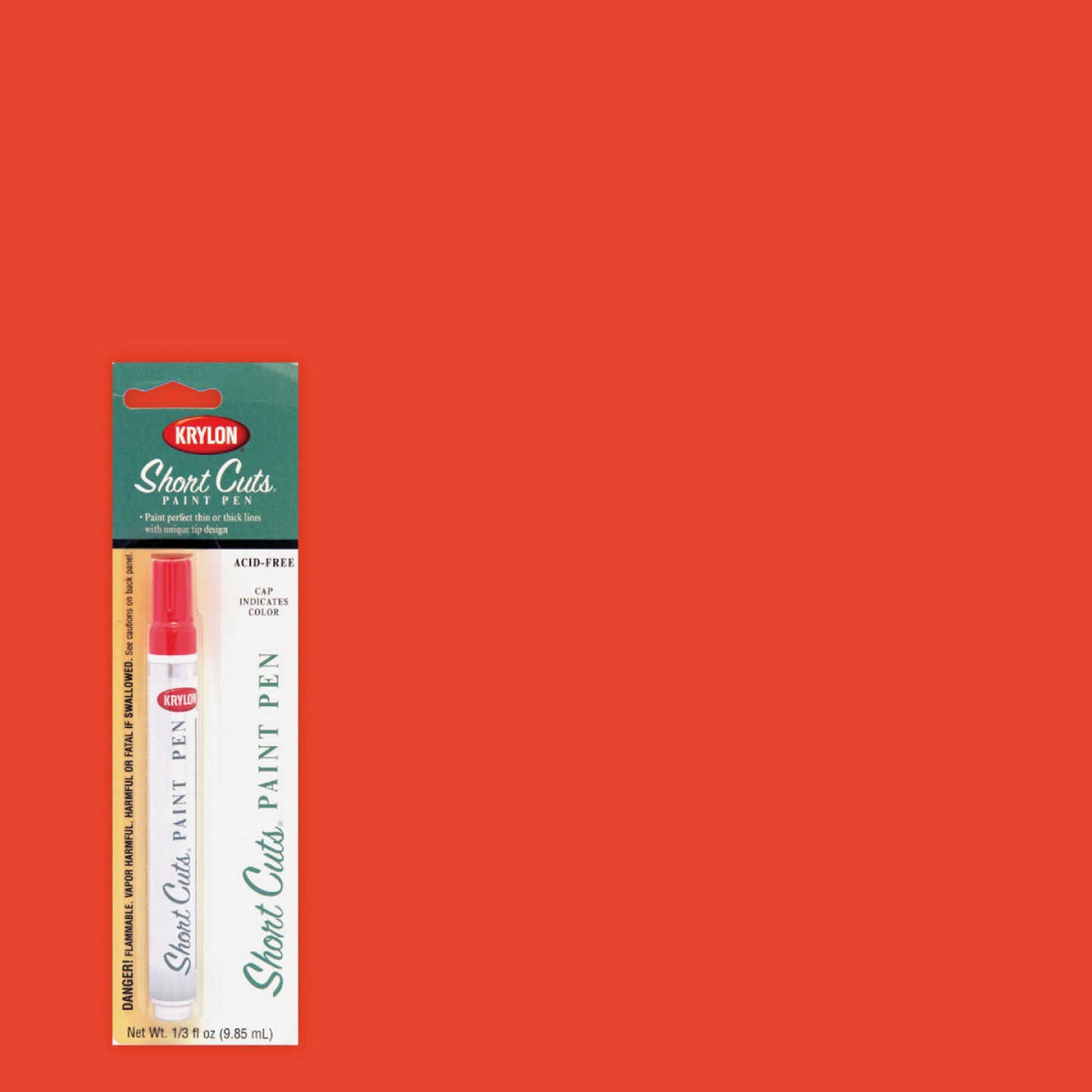 Krylon Short Cuts 1/3 Fl Oz Glow Orange Gloss Paint Pen Image 1