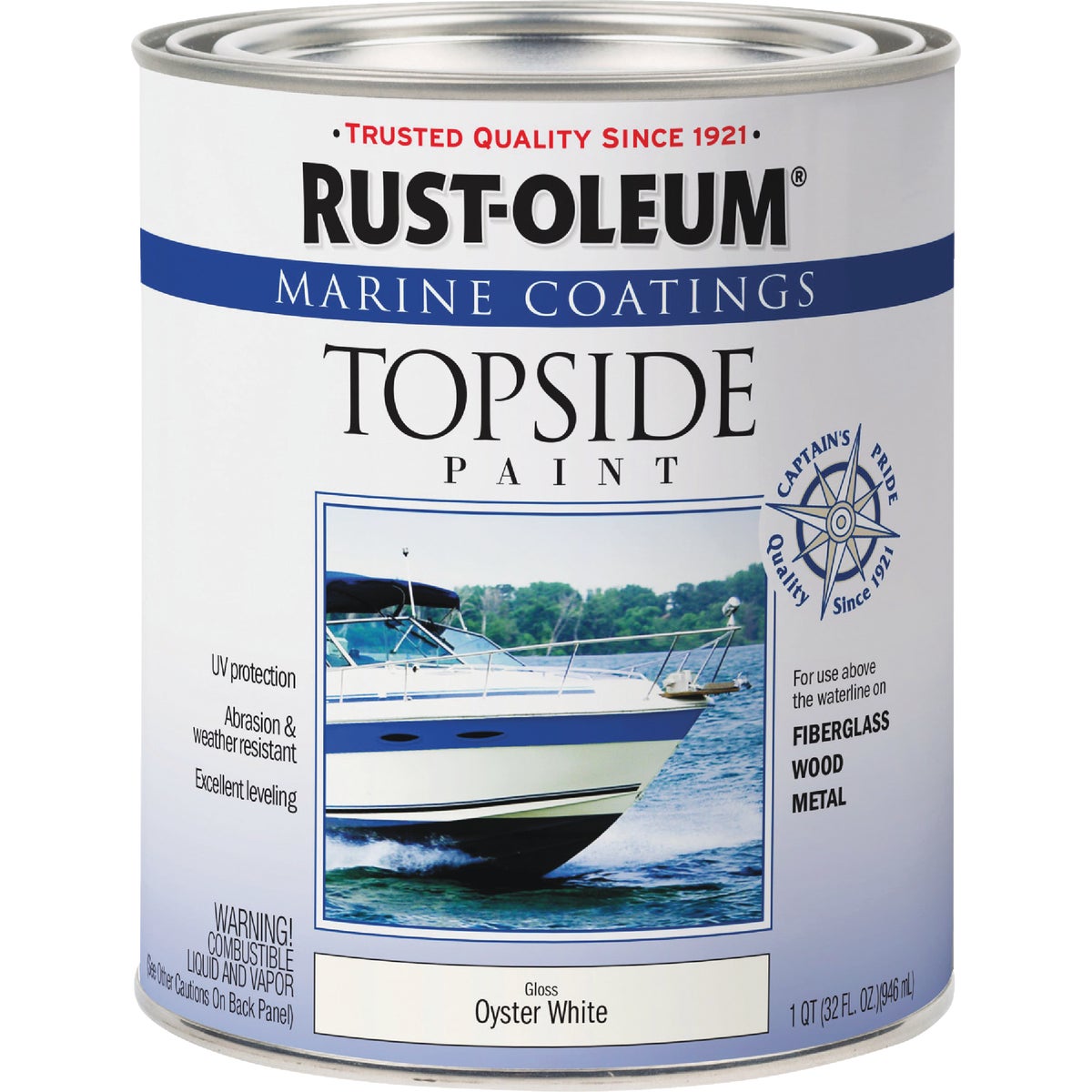 Rust-Oleum Gloss Marine Boat Topside Paint, Oyster White, 1 Qt. Image 7