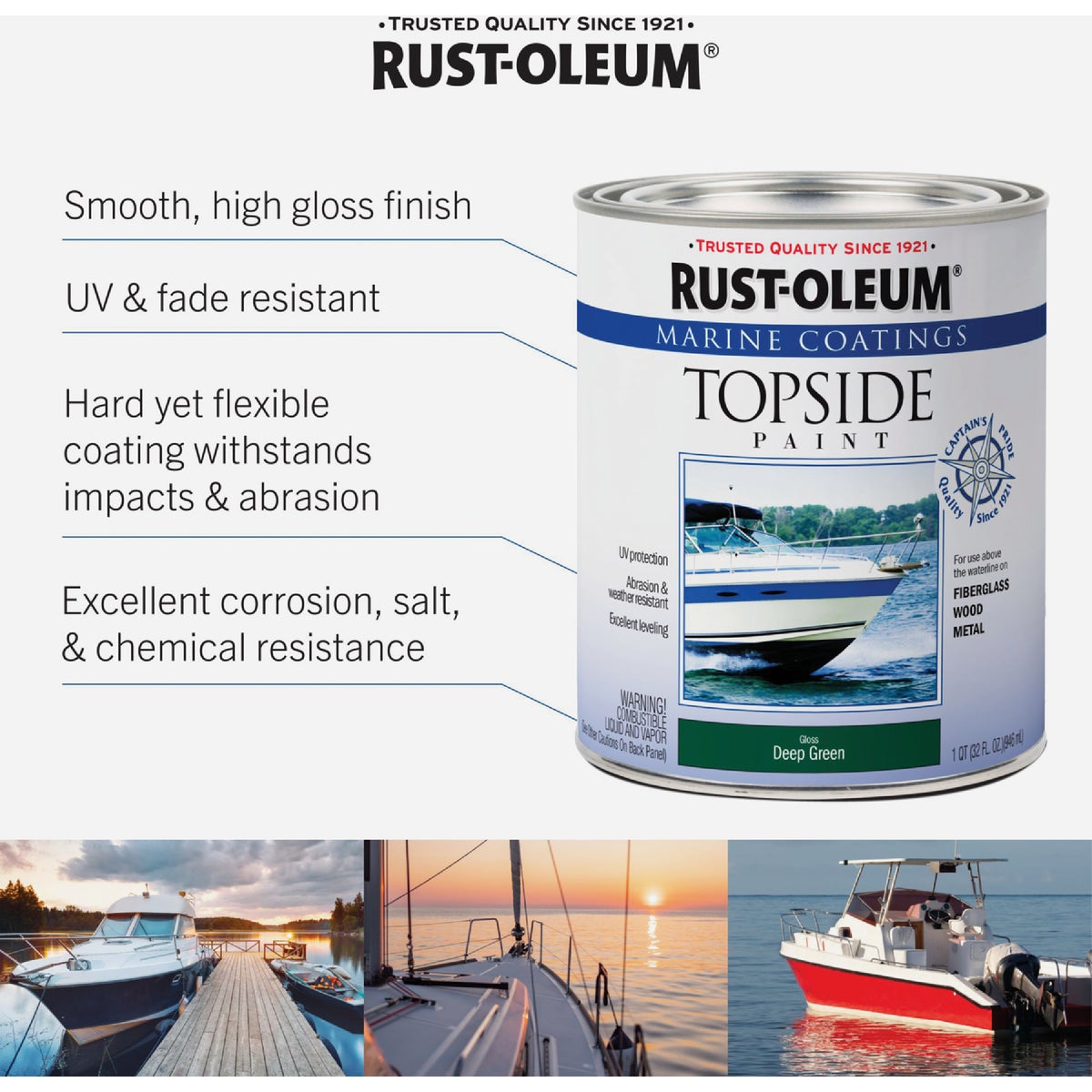 Rust-Oleum Gloss Marine Boat Topside Paint, Oyster White, 1 Qt. Image 2