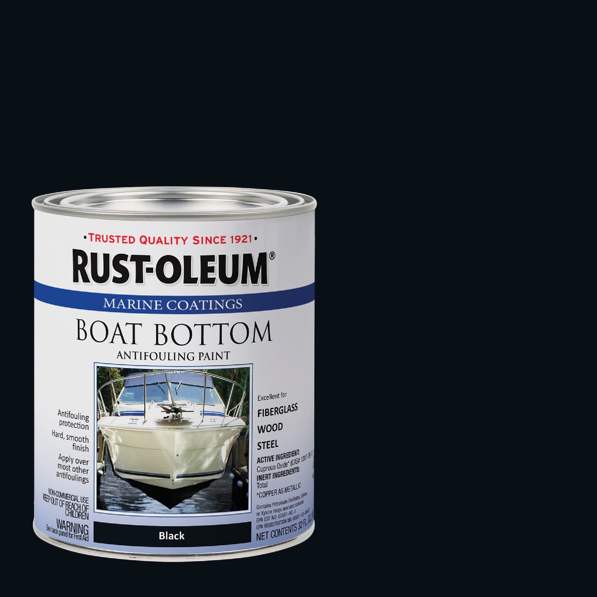 Rust-Oleum Marine Boat Bottom Antifouling Paint, Black, 1 Qt.