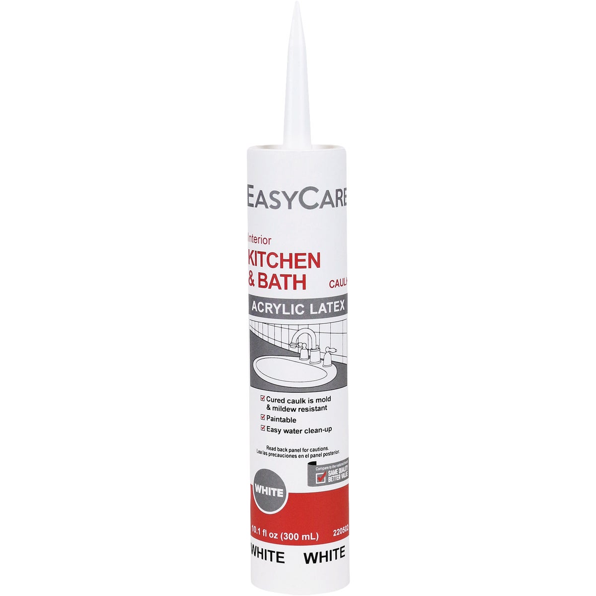 EasyCare 10.1 Oz. White Kitchen & Bath Latex Adhesive Caulk