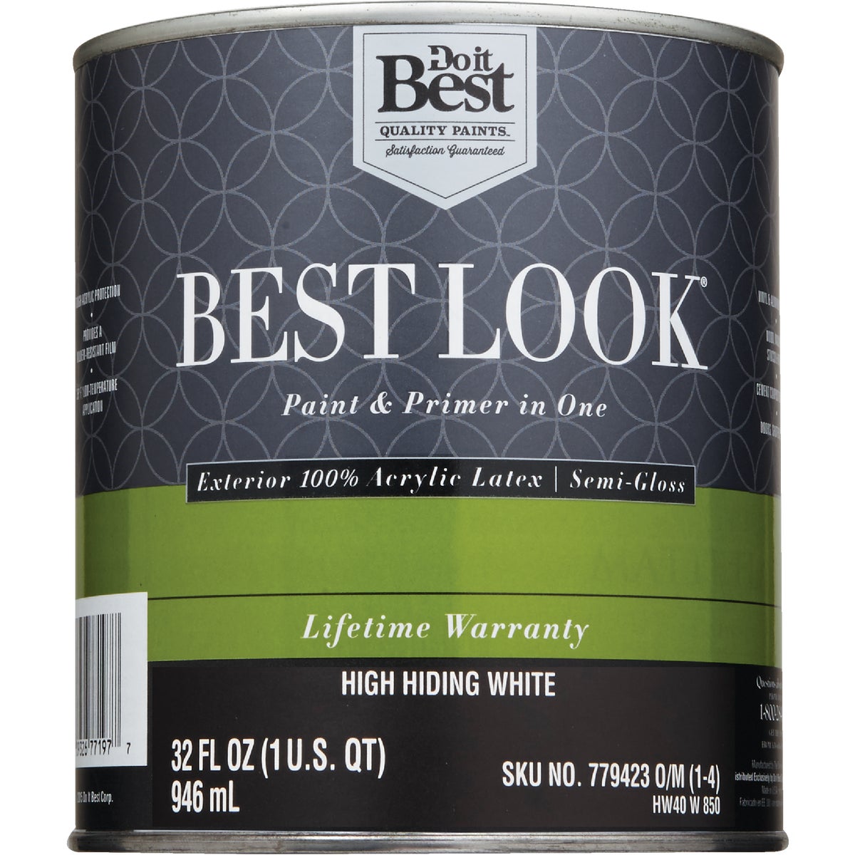 Best Look 100% Acrylic Latex Premium Paint & Primer In One Semi-Gloss Exterior House Paint, High Hiding White, 1 Qt. Image 2