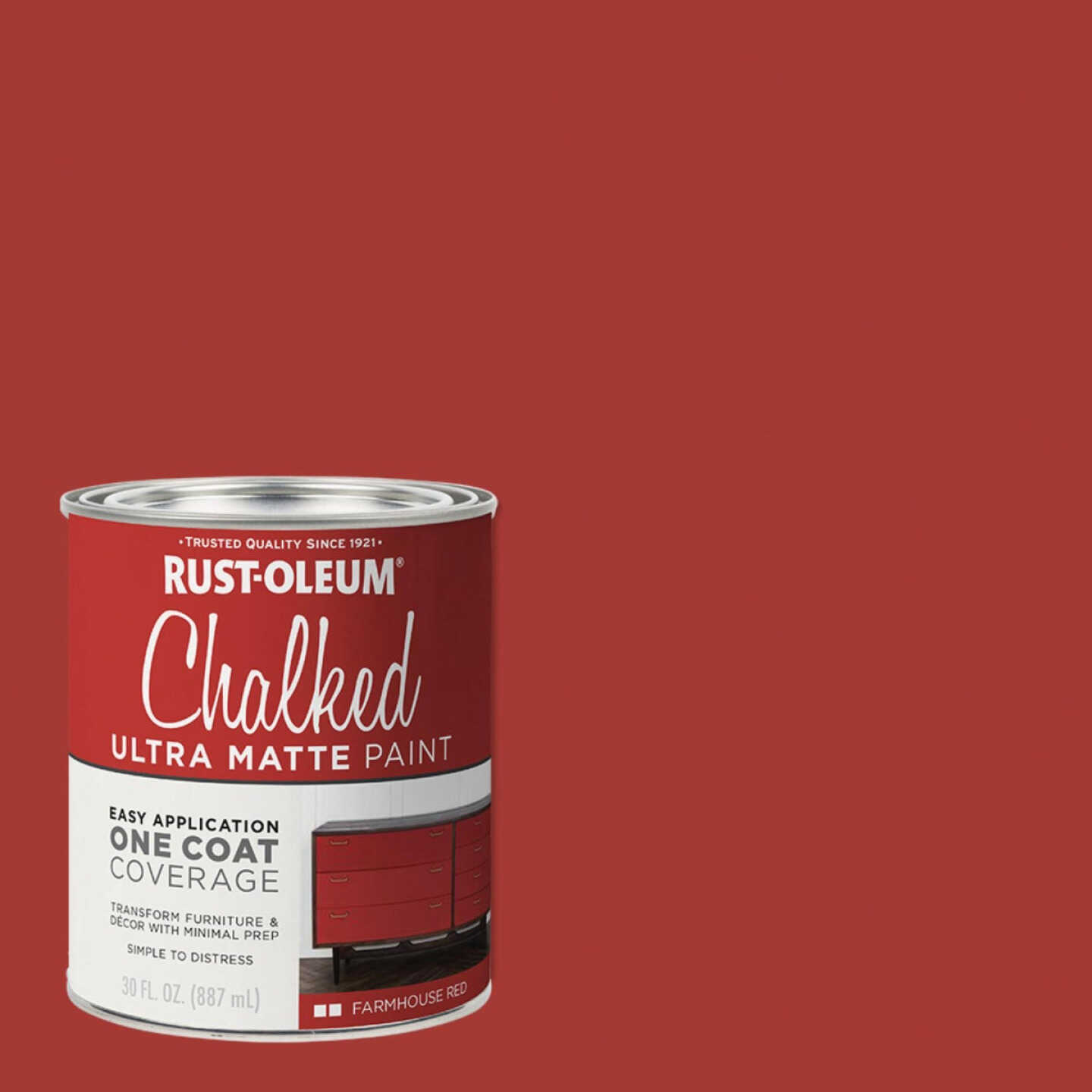Rust-Oleum Chalked Ultra Matte Farmhouse Red 30 Oz. Chalk Paint Image 1