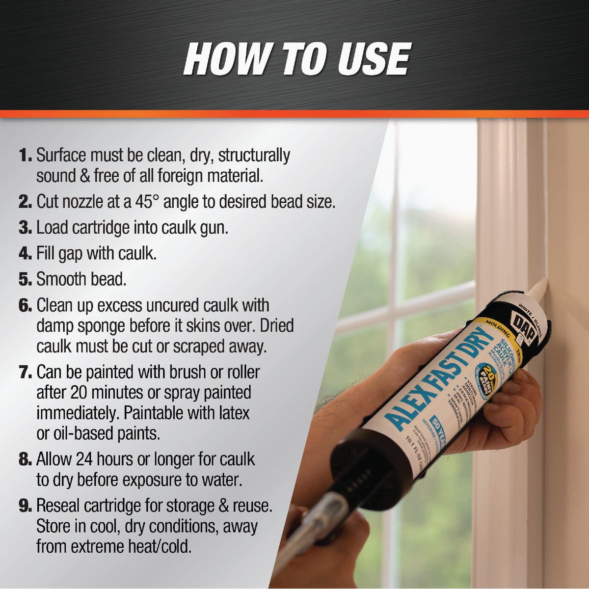 Dap Alex Fast Dry 10.1 Oz. White Siliconized Acrylic Latex Caulk Image 2