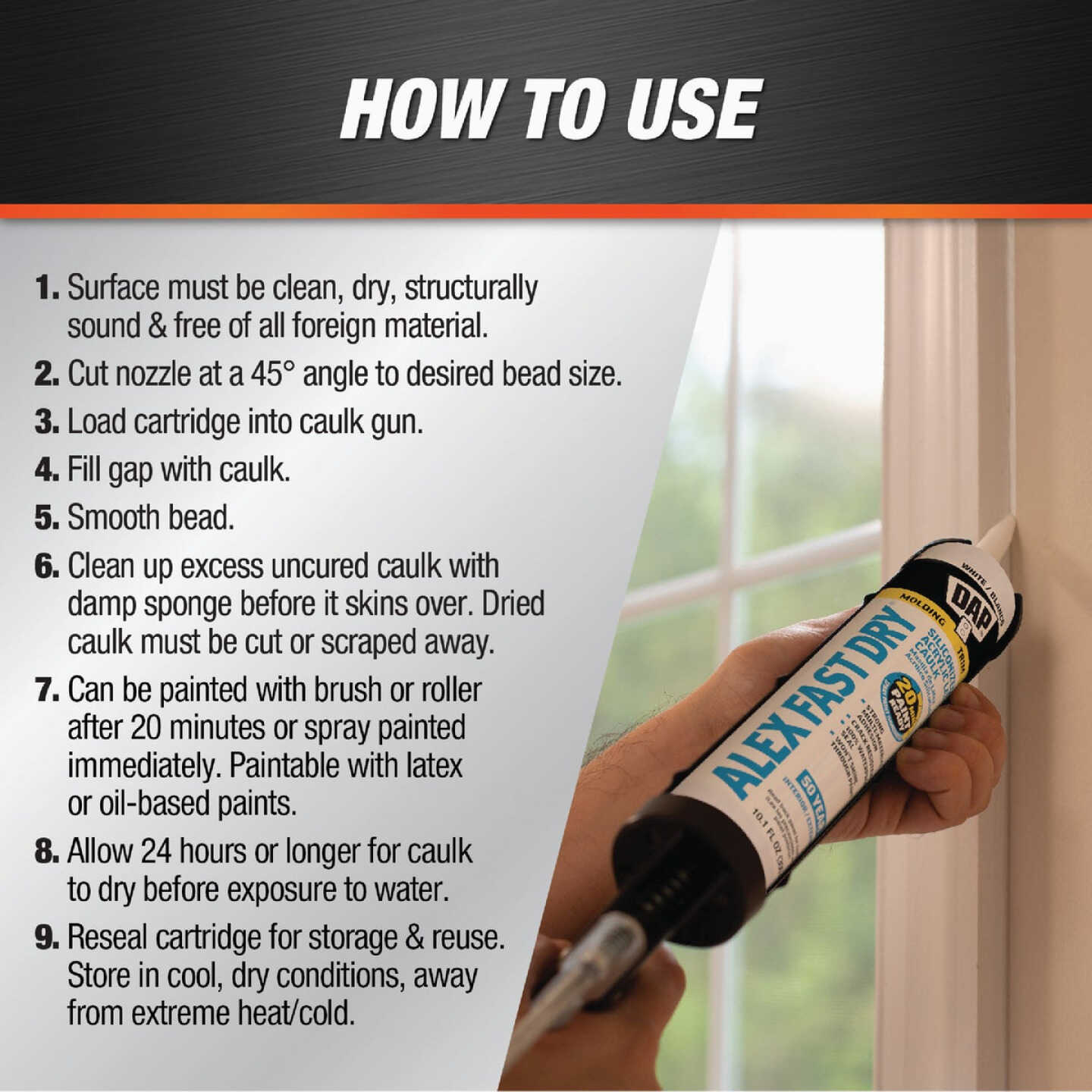Dap Alex Fast Dry 10.1 Oz. White Siliconized Acrylic Latex Caulk Image 2
