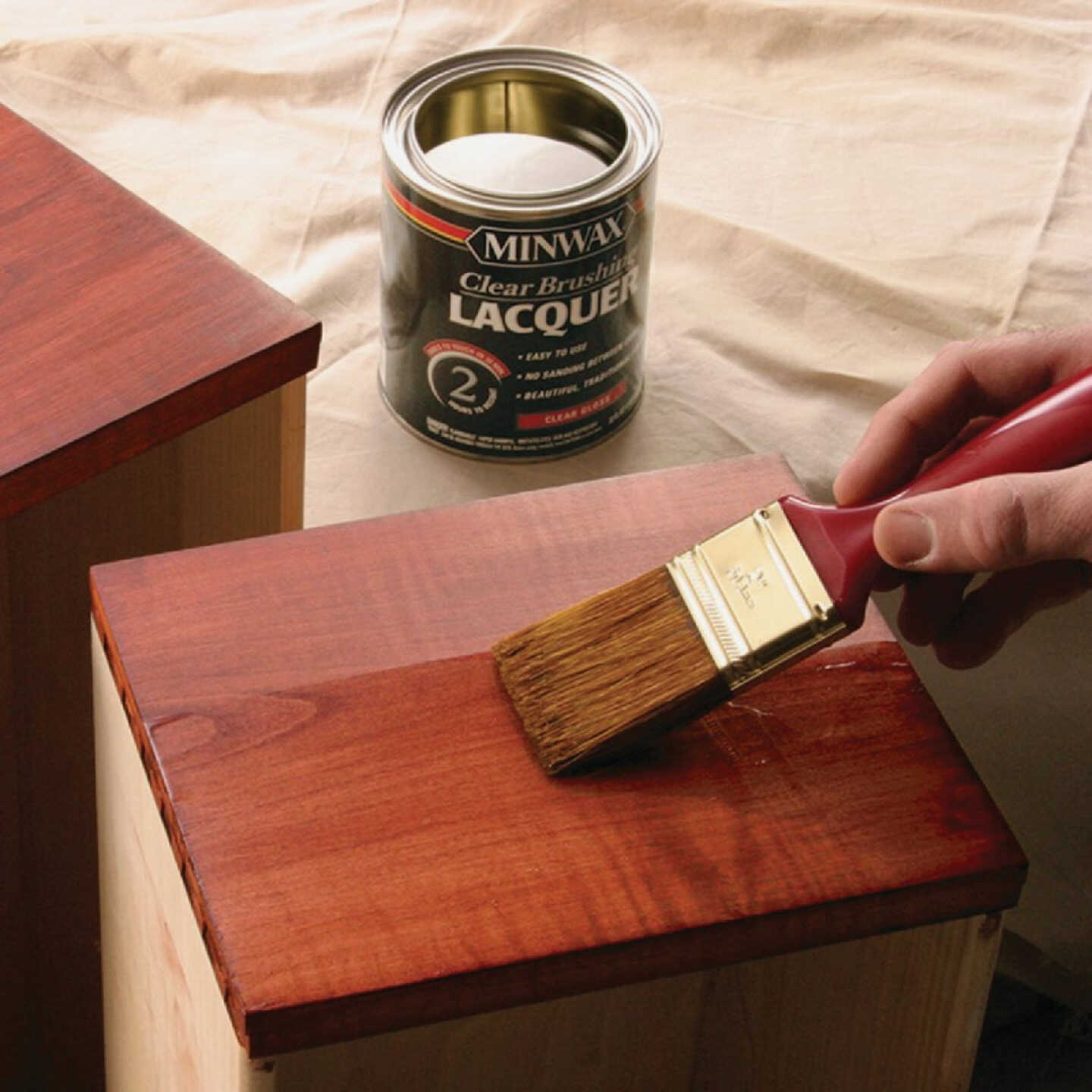Minwax Satin Clear Brushing Lacquer, 1 Qt. Image 2