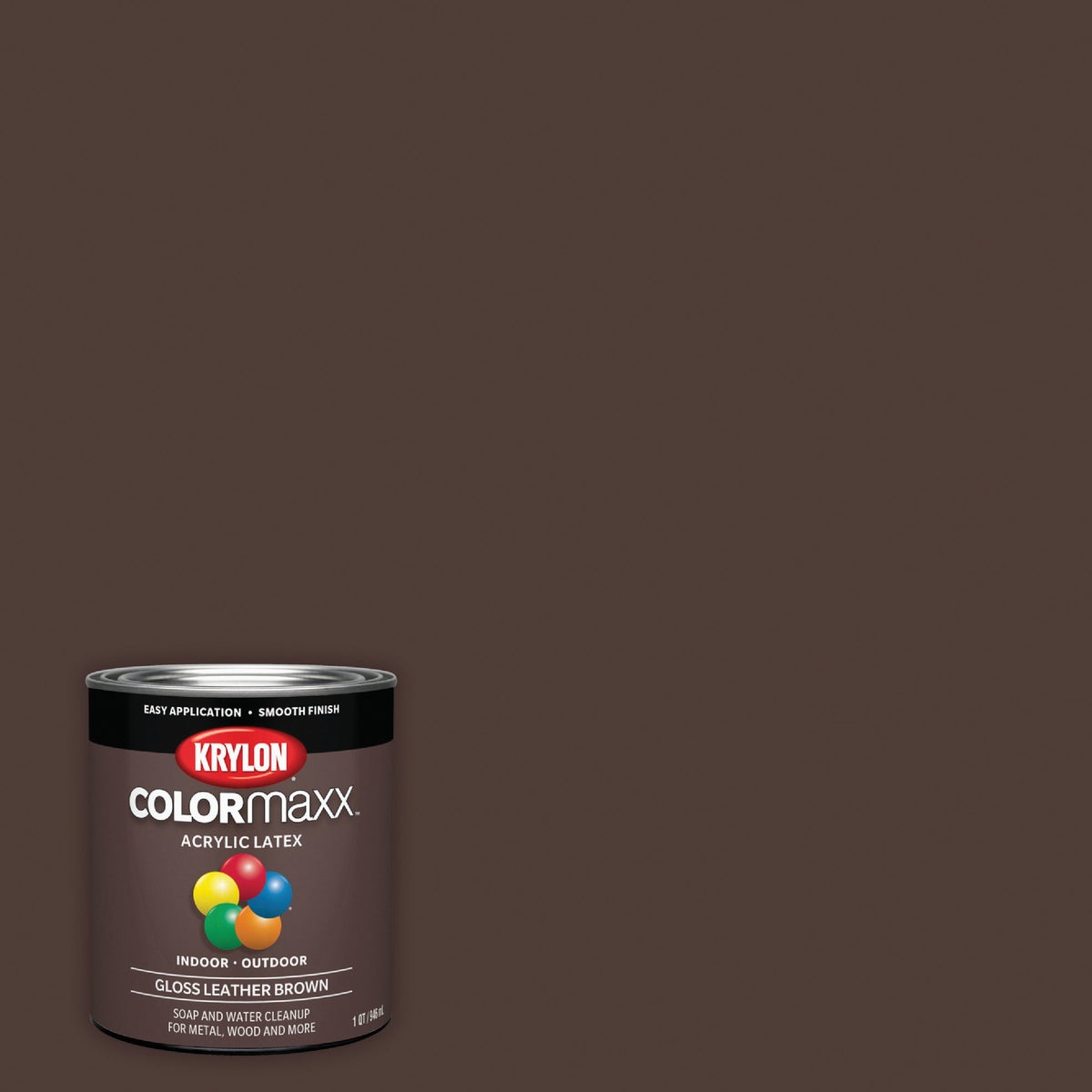 Krylon ColorMaxx Gloss Interior/Exterior Acrylic Latex Paint, Leather Brown, 1 Qt.
