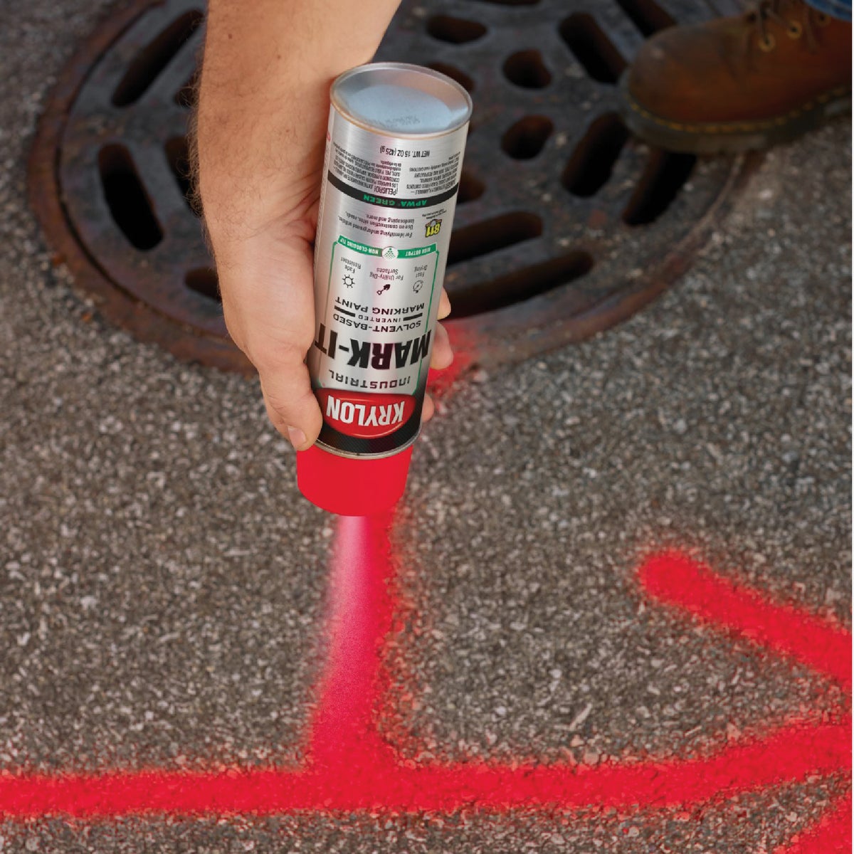 Krylon Mark-It 732408 Industrial WB Fluorescent Red Inverted Marking Paint Image 4
