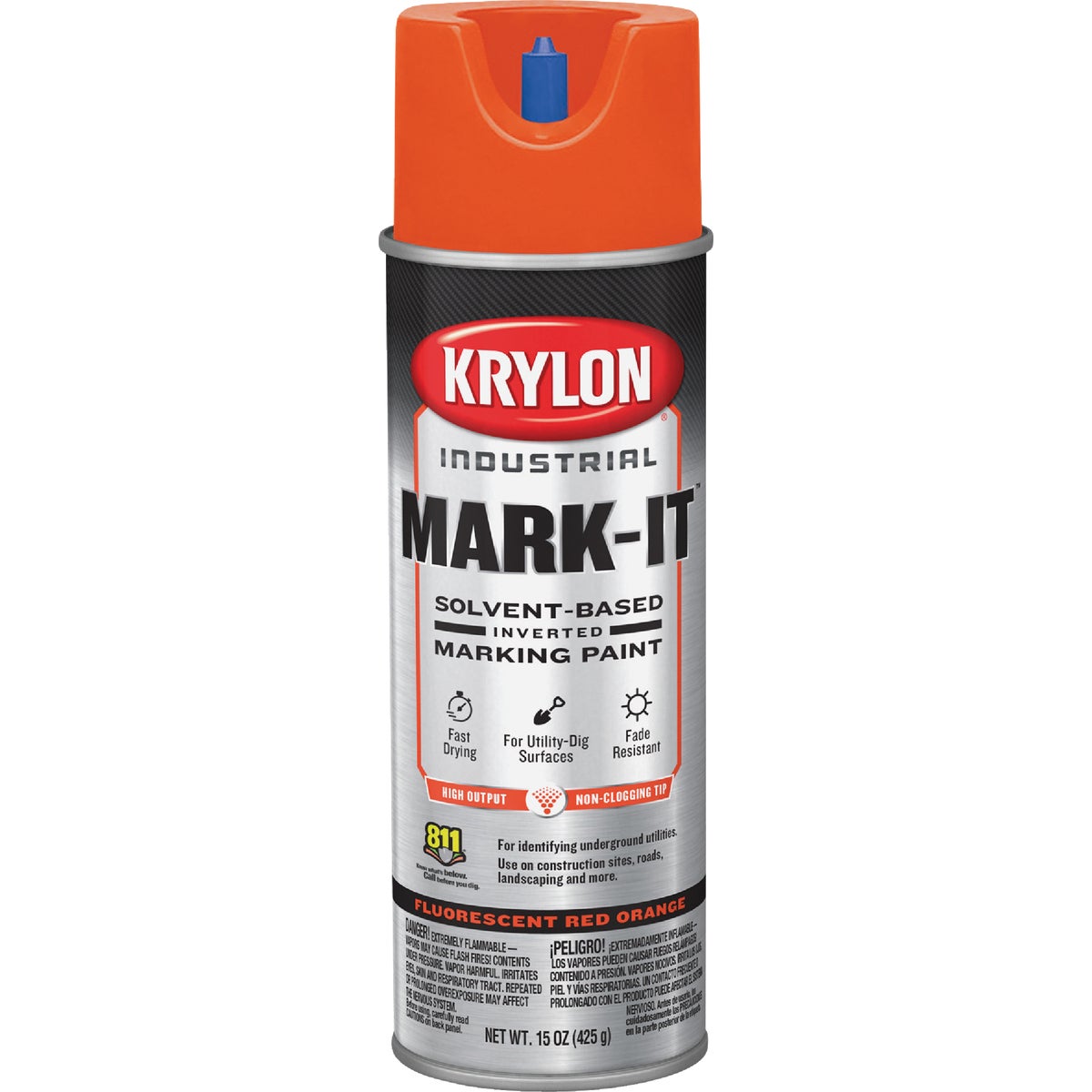 Krylon Mark-It 731008 Industrial SB Fluorescent Red Orange Inverted Marking Paint Image 2