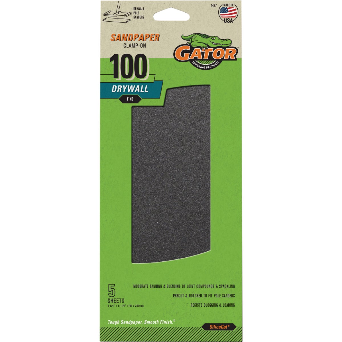 Gator Grit 4.25 In. x 11.25 In. Fine 100 Grit Drywall Paper (5-Pack)