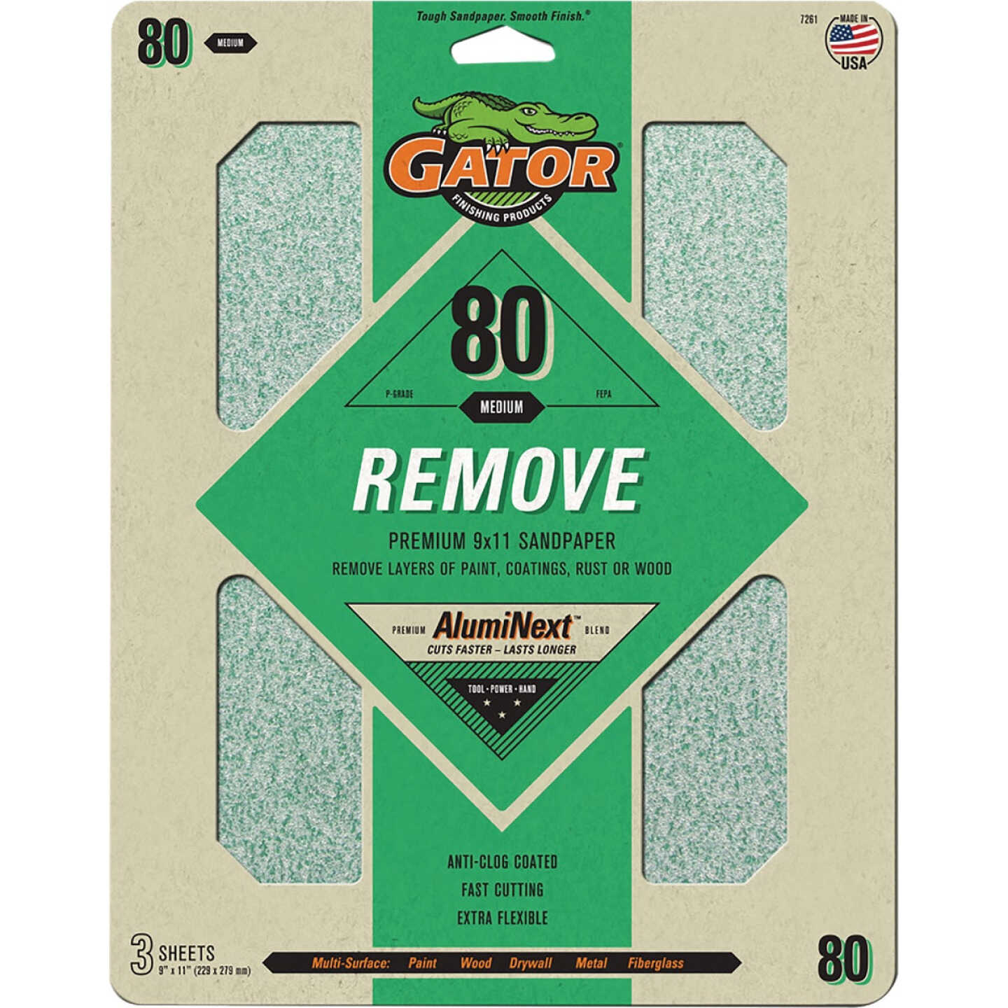 Gator 9 In. x 11 In. 80-Grit Sandpaper Sheet (3-Pack) Image 1