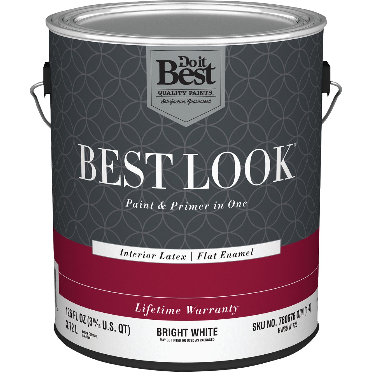 Best Look Latex Premium Paint & Primer In One Flat Enamel Interior Wall Paint, Bright White, 1 Gal.