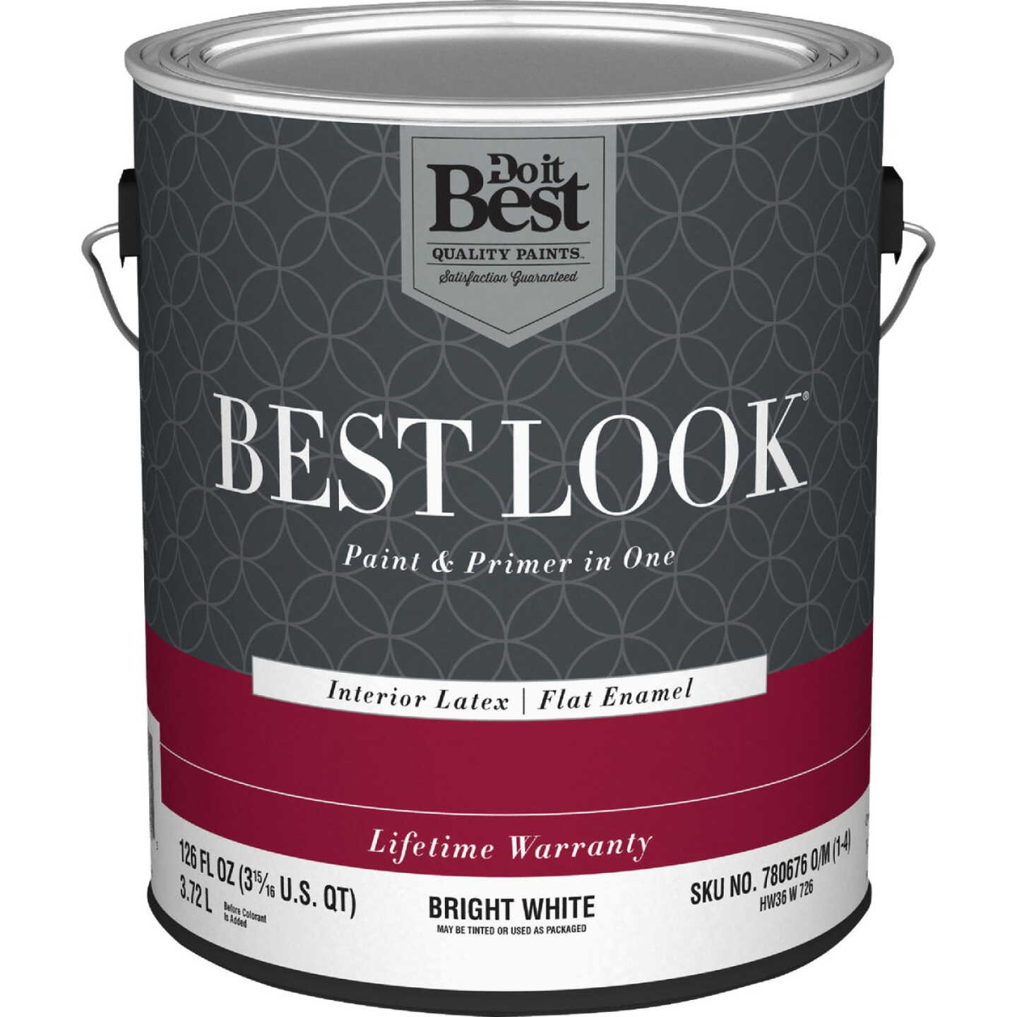 Best Look Latex Premium Paint & Primer In One Flat Enamel Interior Wall Paint, Bright White, 1 Gal. Image 1